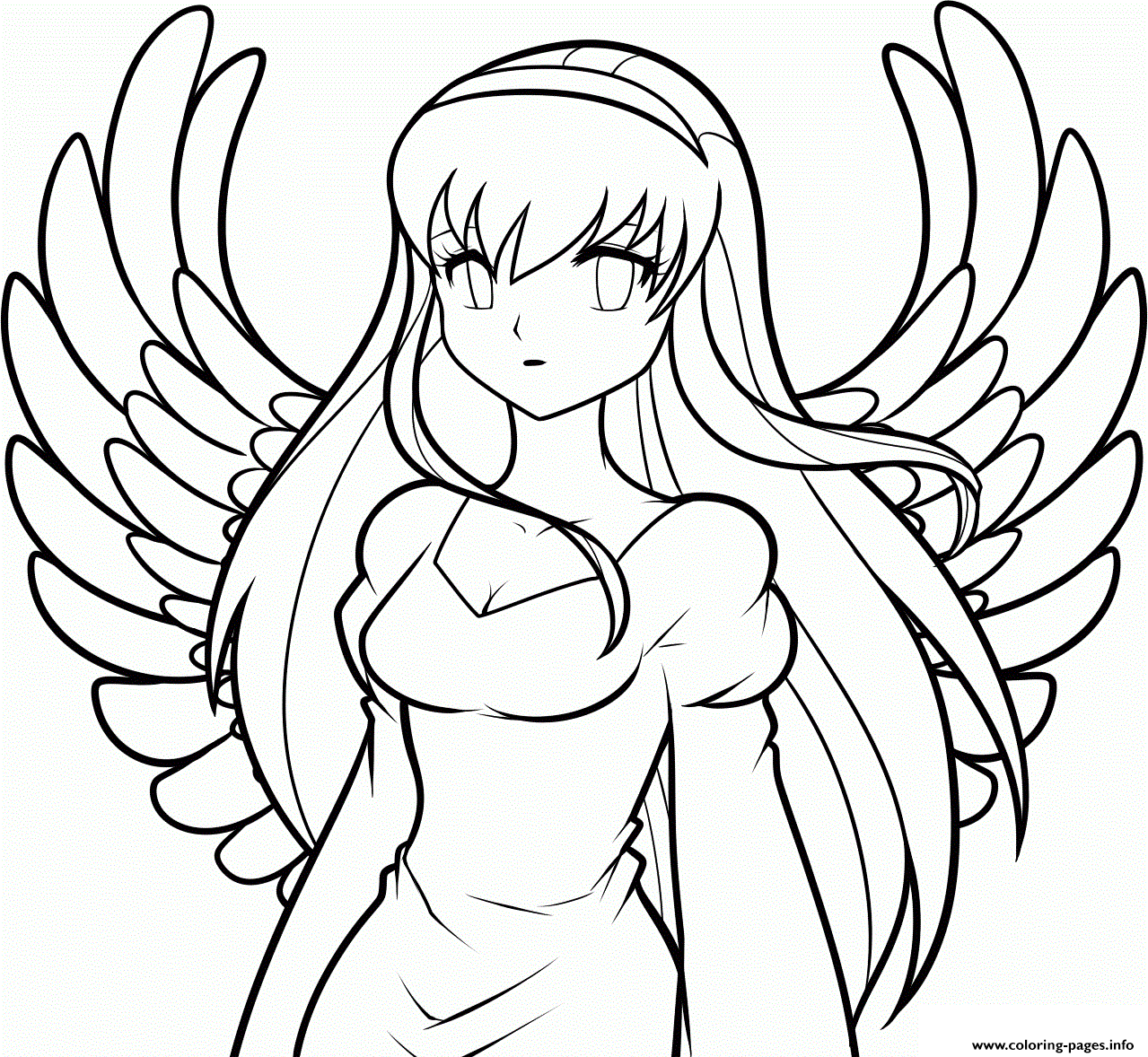 Easy Drawings To Draw Anime Angel Girl Coloring page Printable