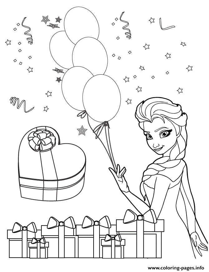 Elsa Holding Balloons Disney coloring