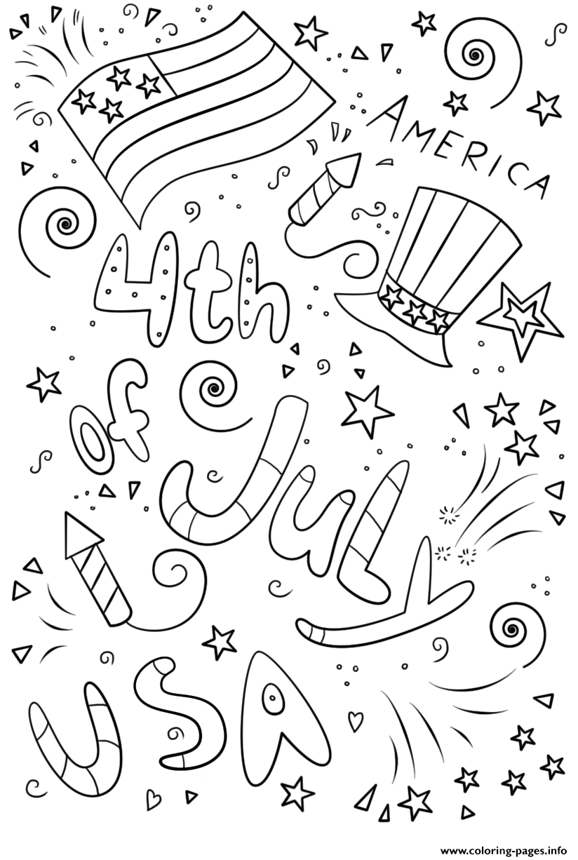 4th of july doodle coloring pages printable