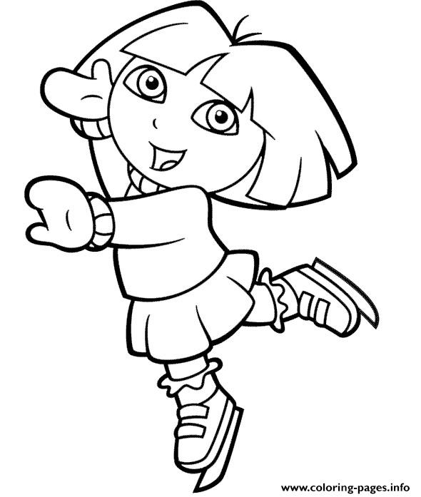 Dora Explorer Ice Skating Coloring Pages Printable