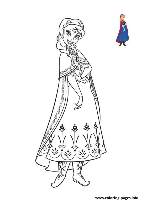 Beautiful Anna Cute Smile Frozen 2 Coloring page Printable