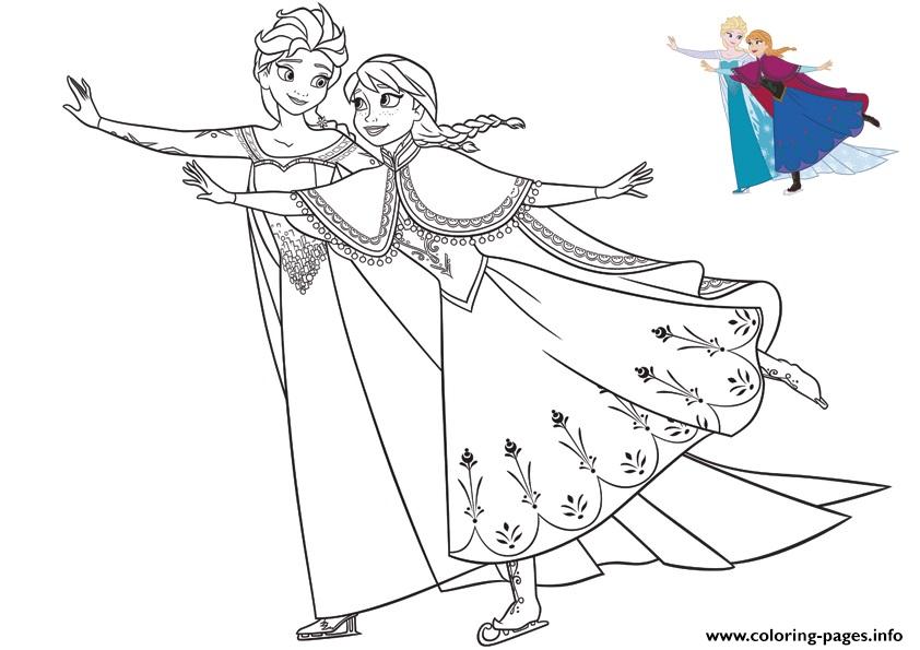 Sisters Elsa And Anna Having Fun Frozen Christmas Coloring Pages Printable