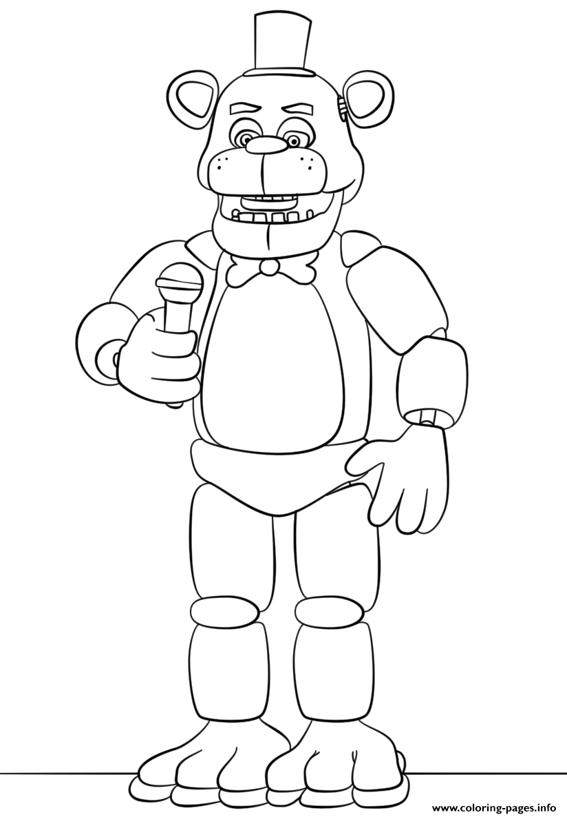 Freddy Fnaf Try To Sing Coloring Pages Printable