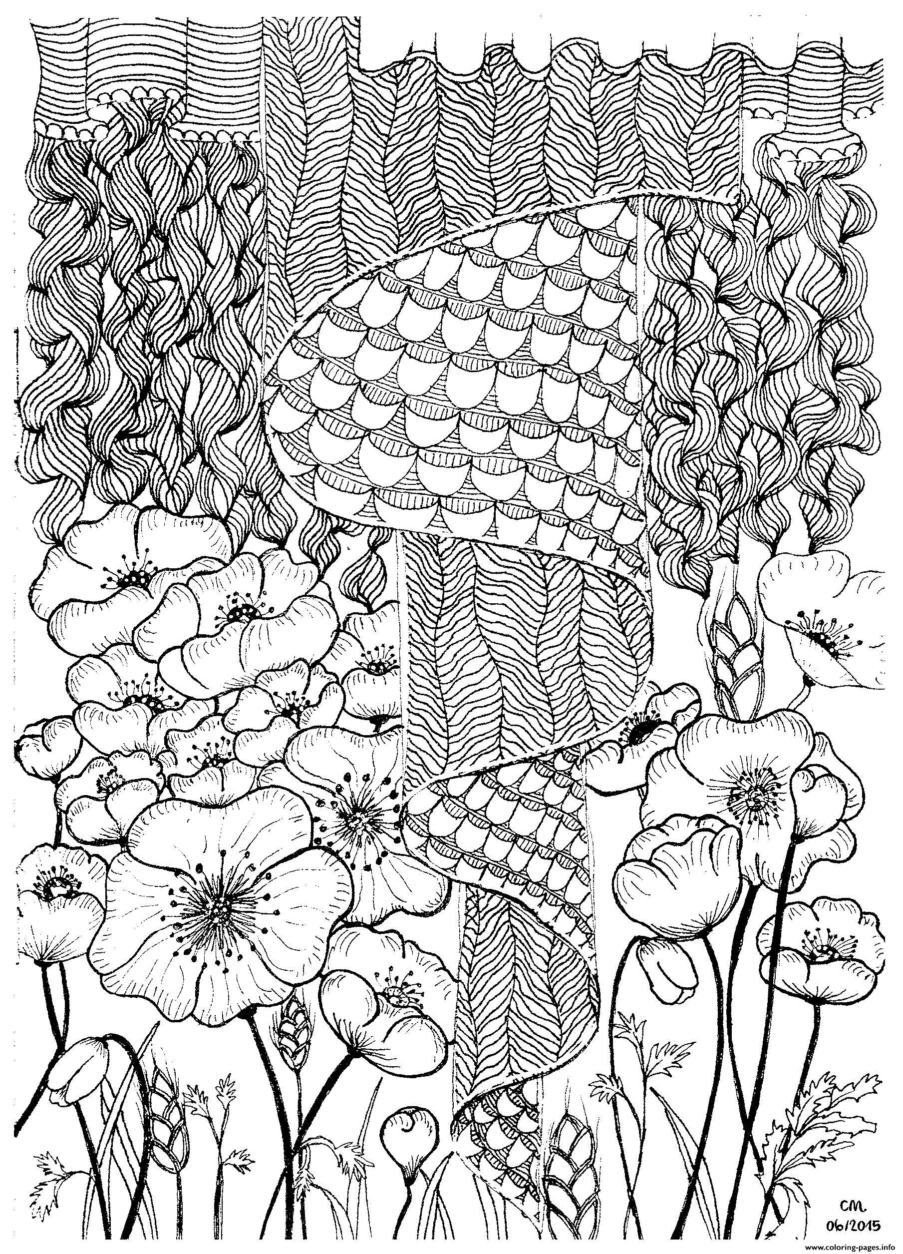 Adult Zentangle By Cathym 2 Coloring page Printable