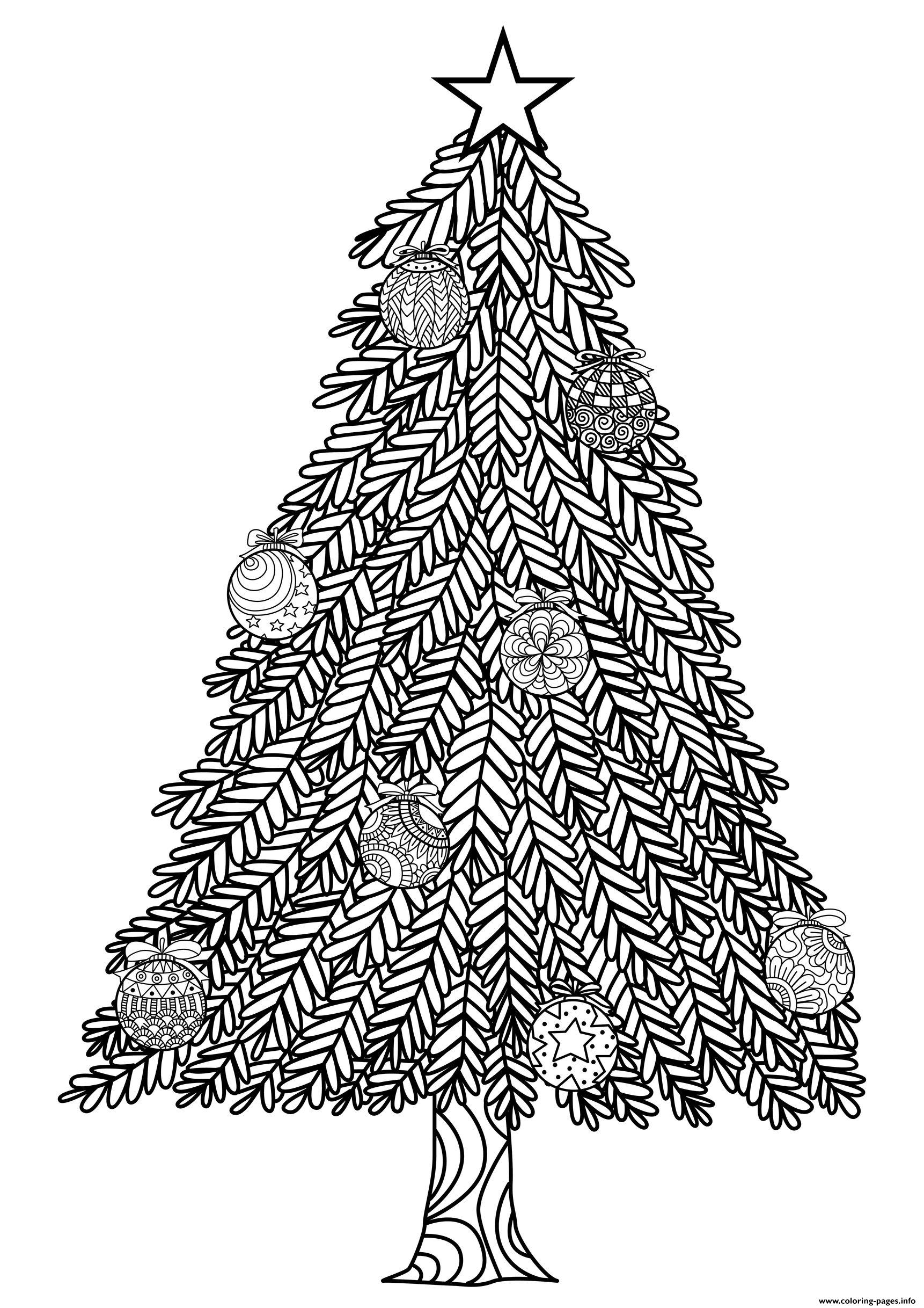 Adult Christmas Tree With Ball Ornaments By Bimdeedee coloring