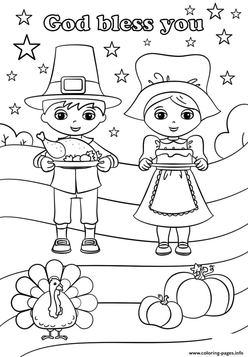 God Bless You Thanksgiving Coloring Pages Printable