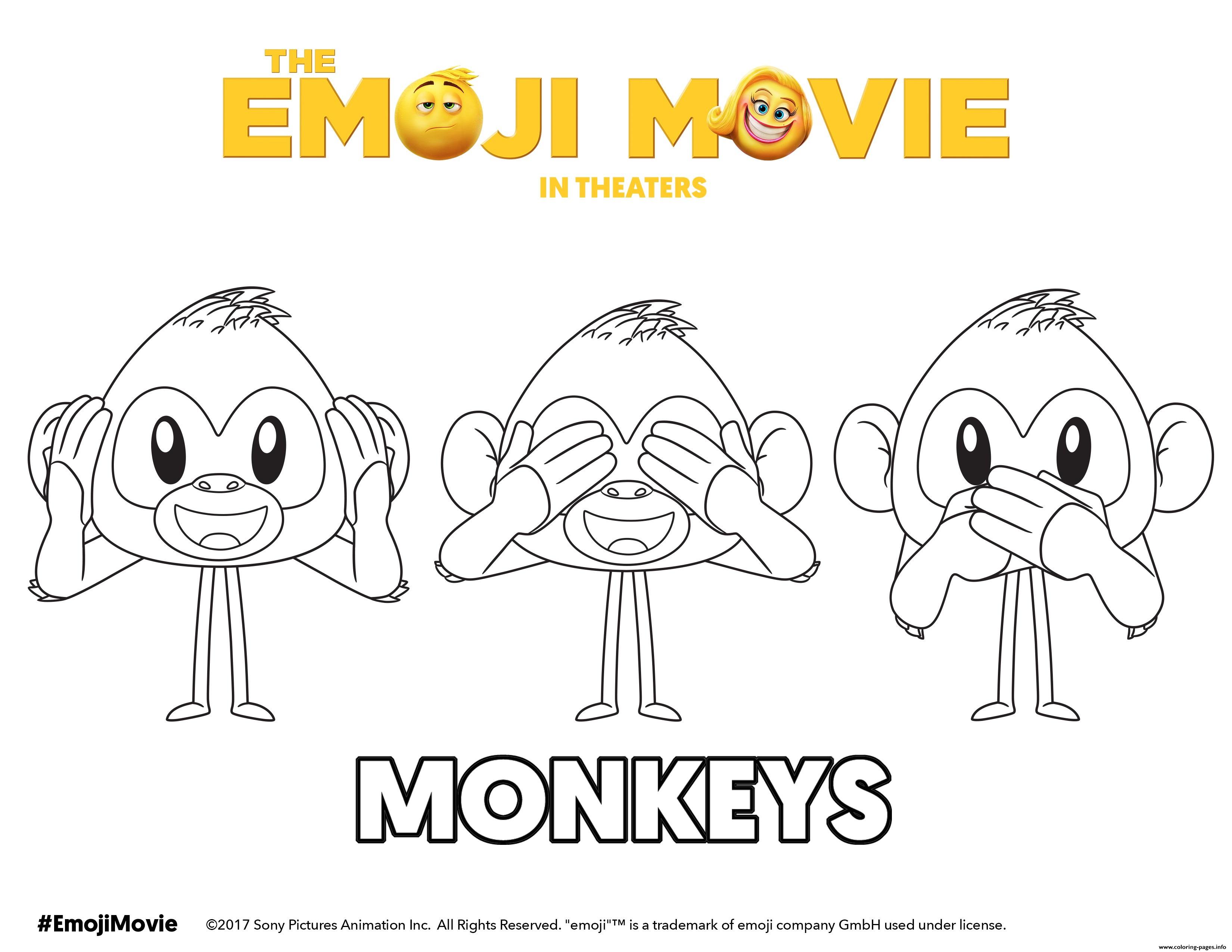 Monkeys Emoji Movie coloring