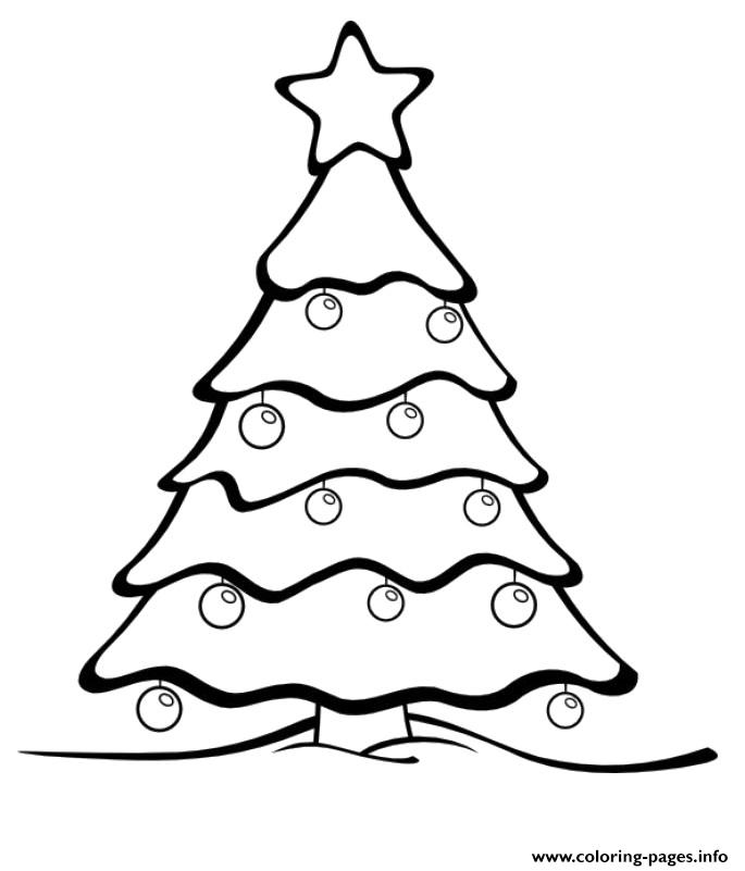 Christmas Tree With A Star Coloring page Printable