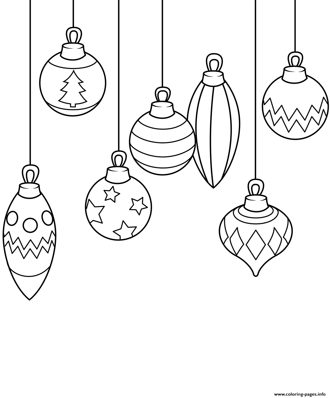 Christmas Ornaments Coloring Page Printable