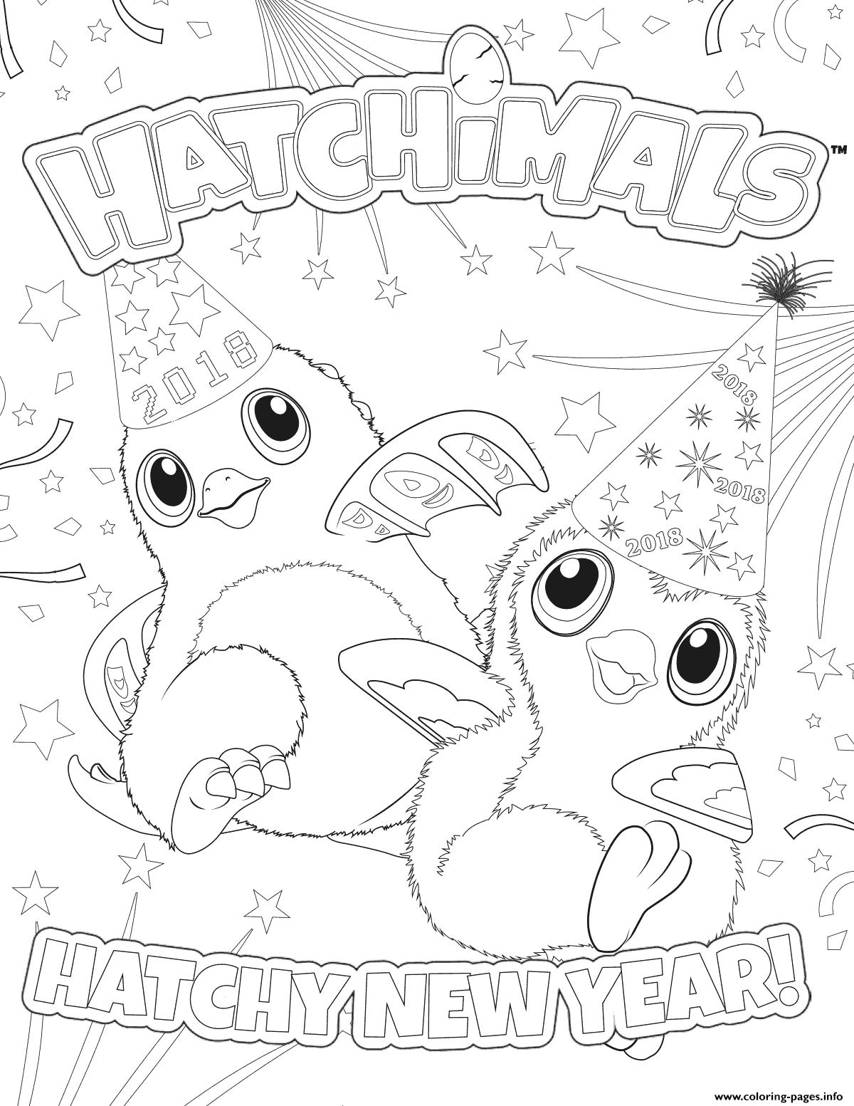 Hatchimals Happy New Year 2018 coloring