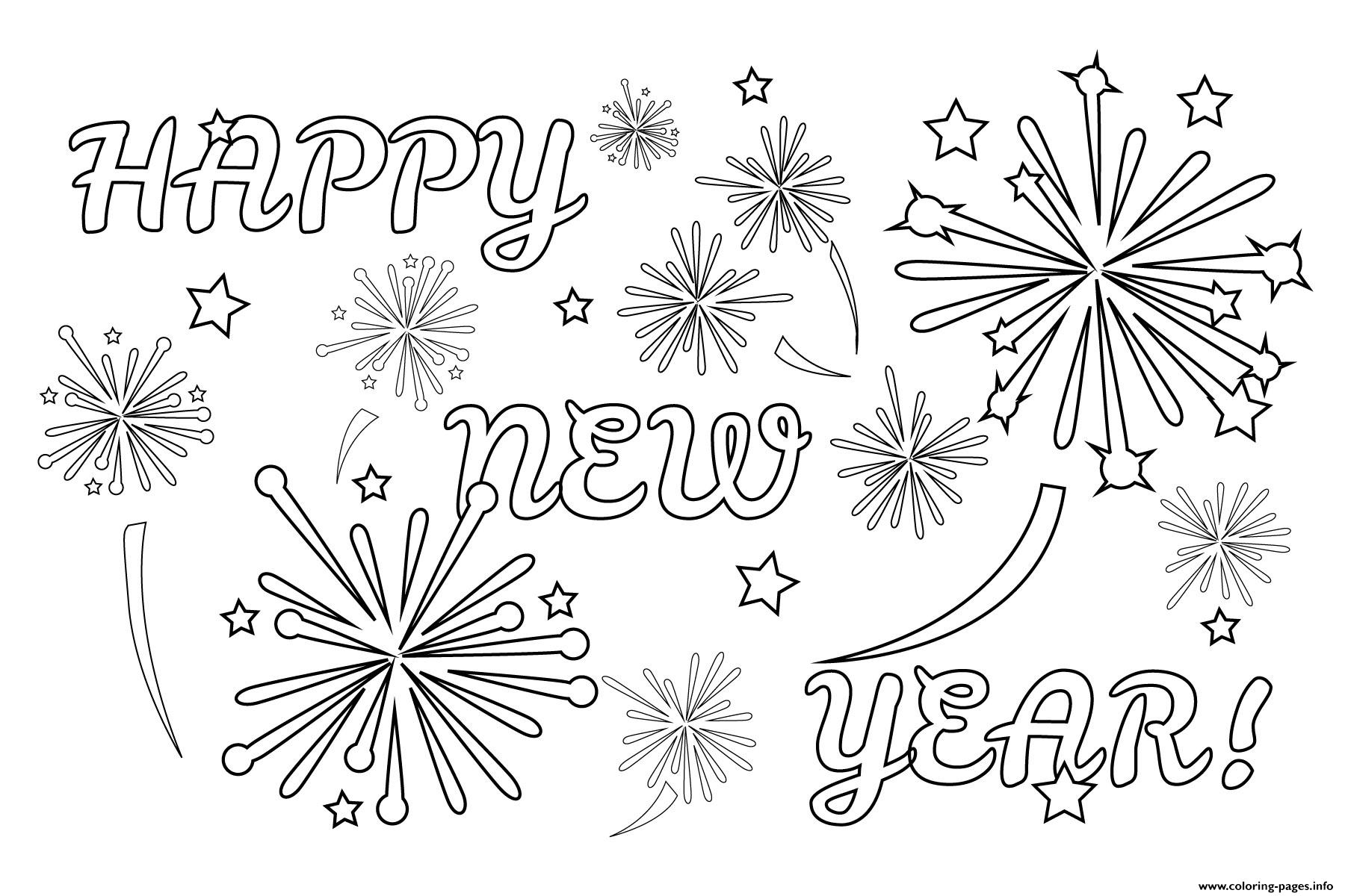 Happy New Year Fireworks coloring