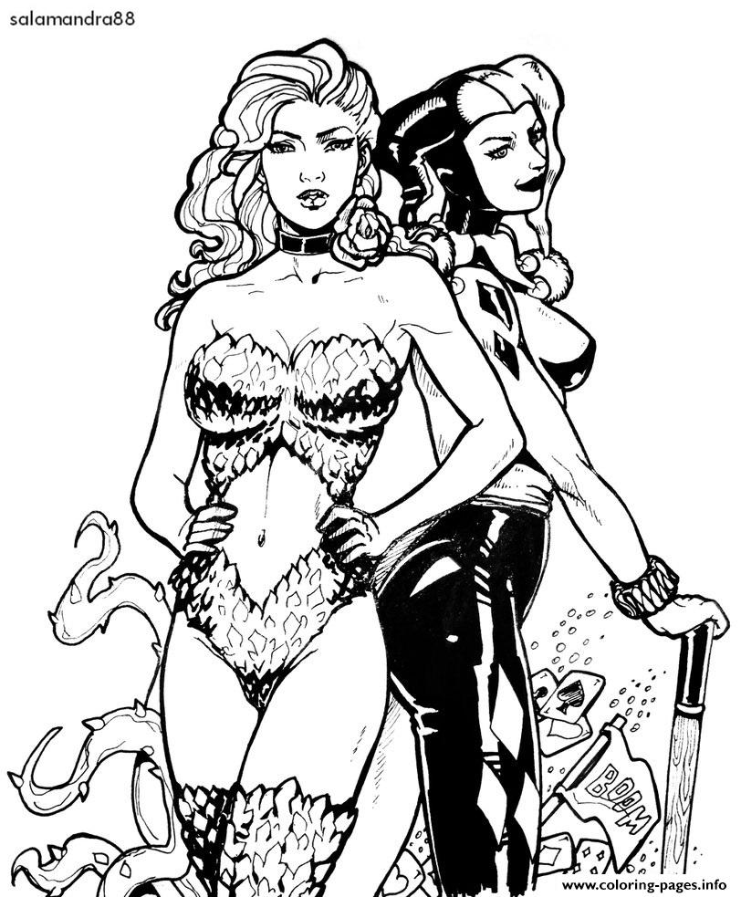 harley quinn and poison ivy coloring pages