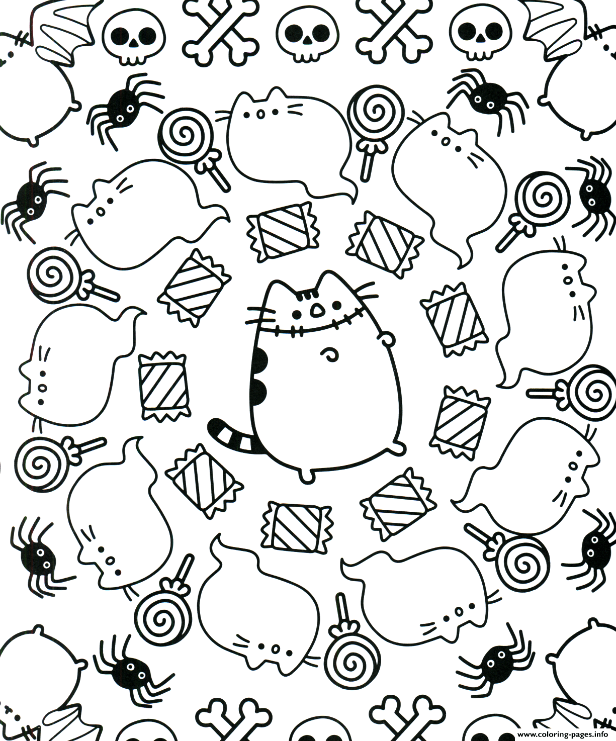 Pusheen Halloween Coloring Page Printable