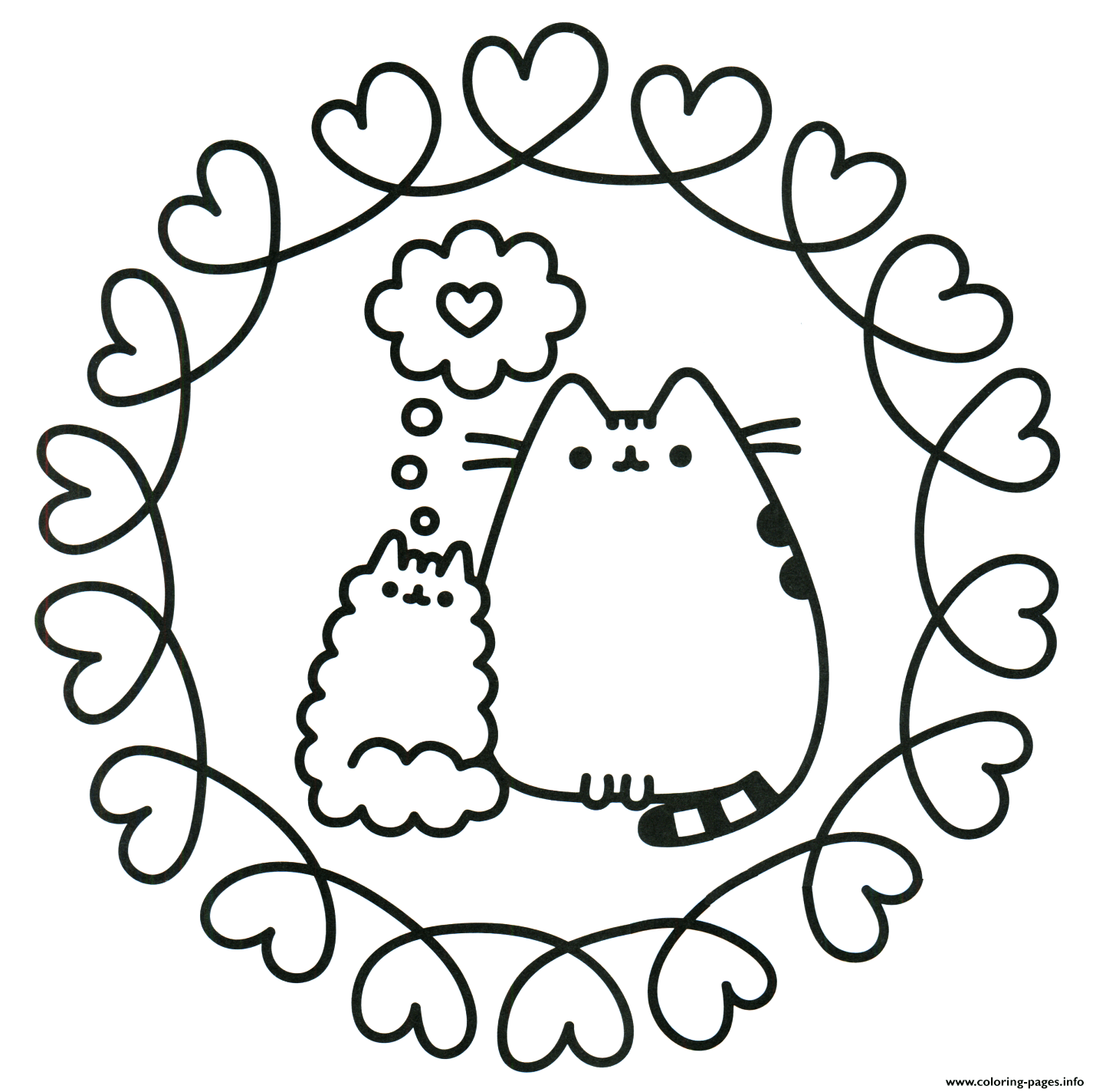 Pusheen The Cat In Love Coloring Pages Printable