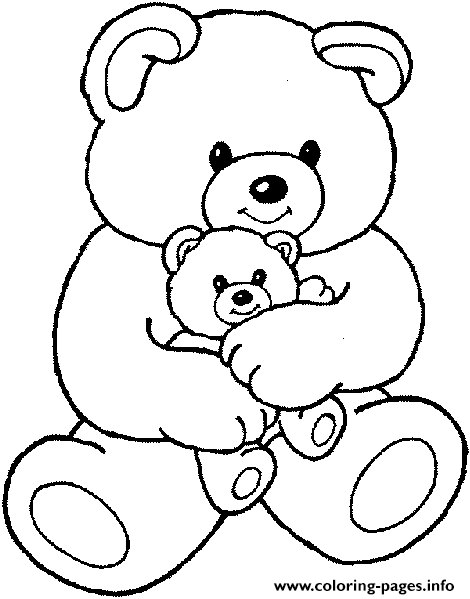 Teddy Bear With His Baby Bear coloring