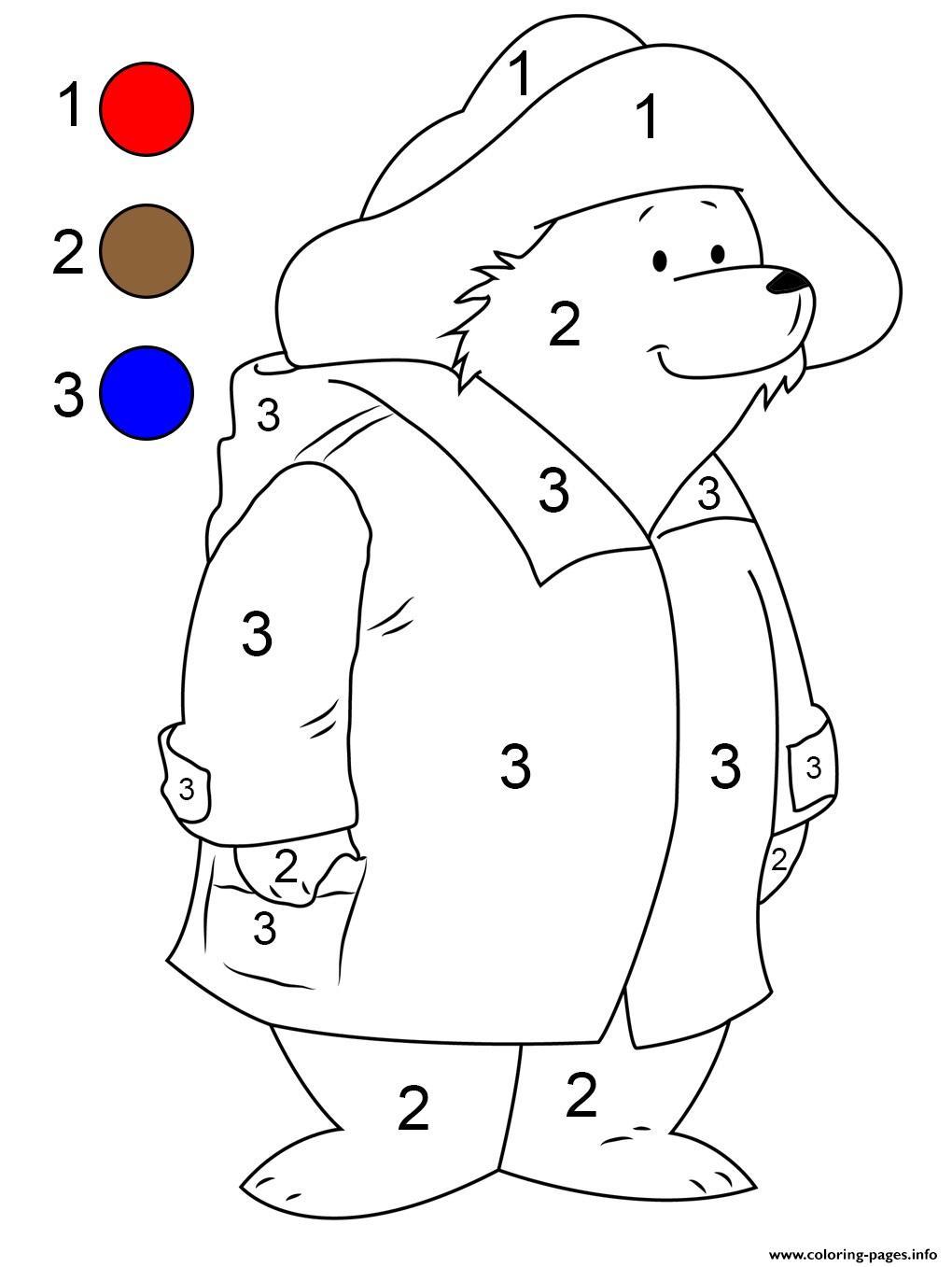 Paddington Bear By Number Coloring Pages Printable