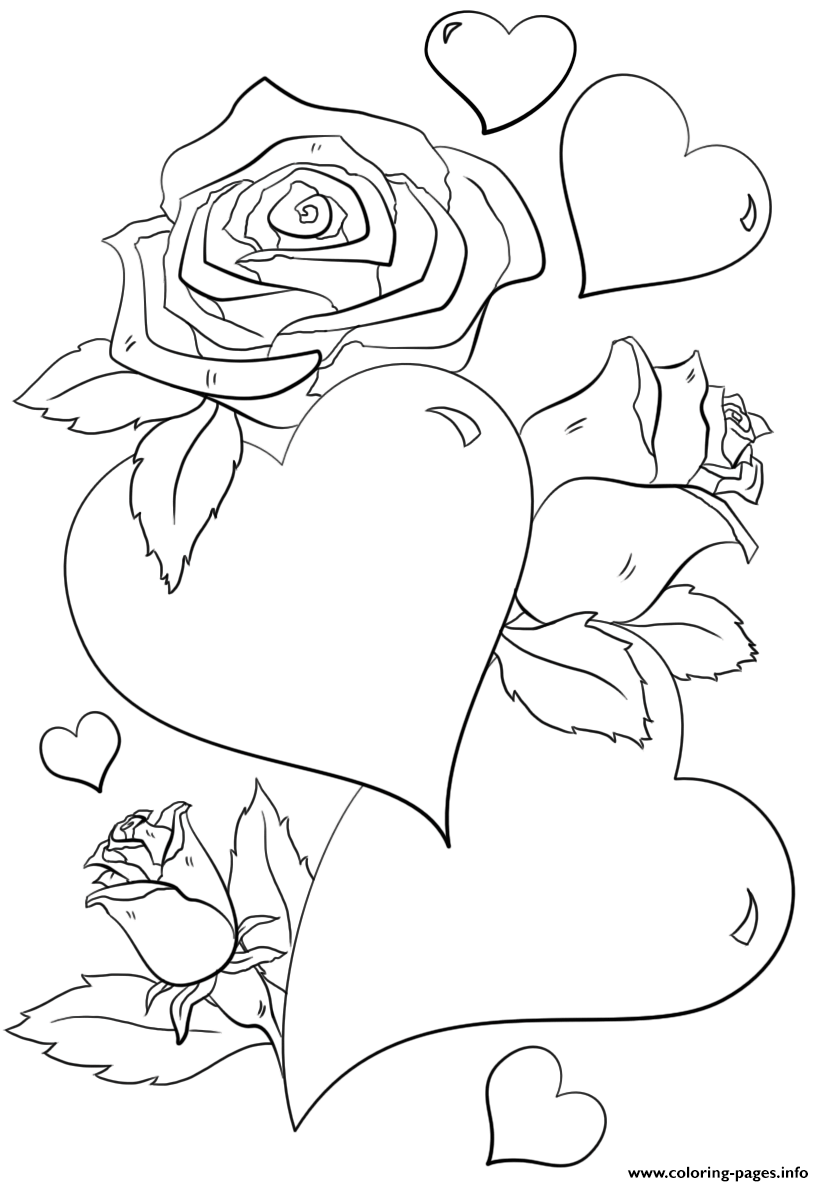 Hearts And Roses coloring