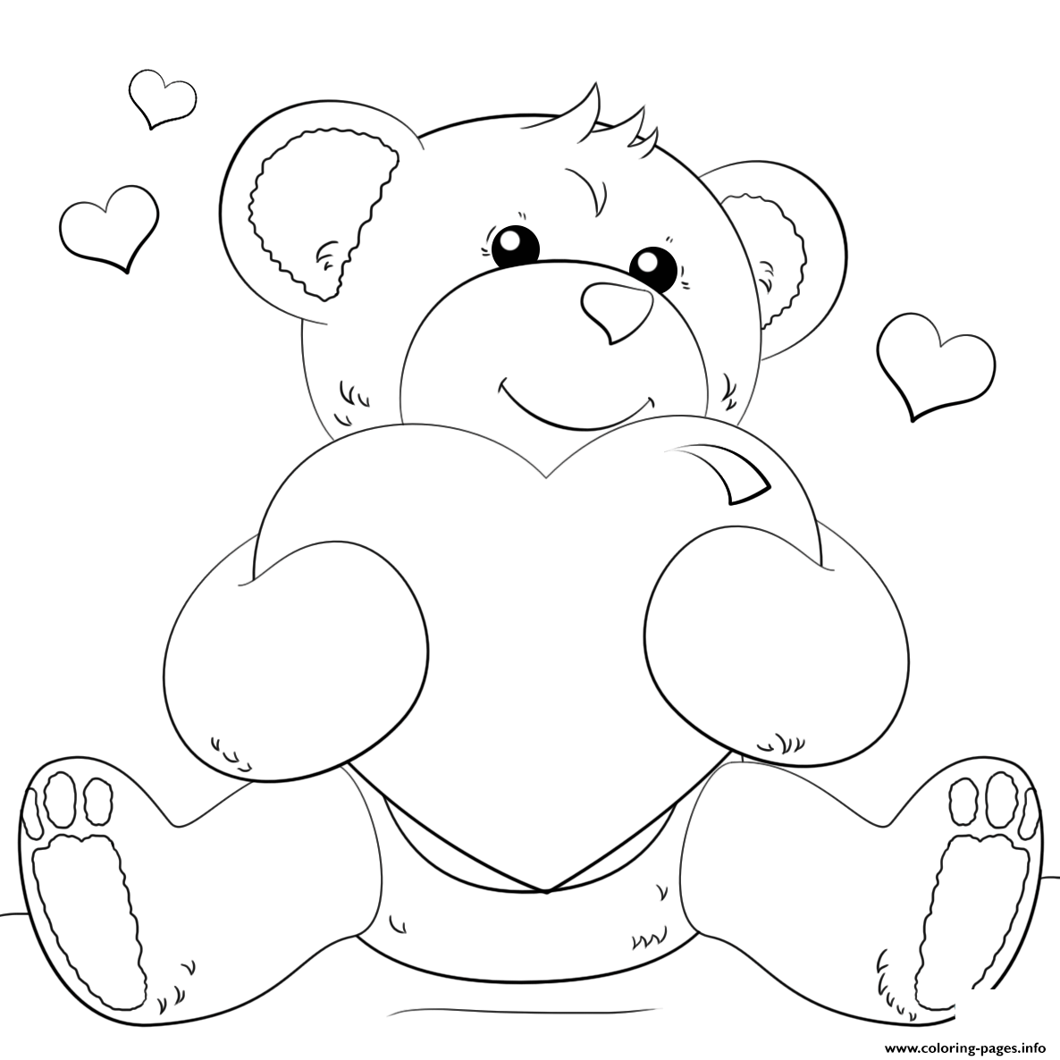 Bear And Heart coloring