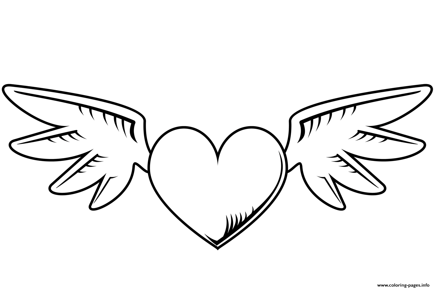 Heart With Wings Valentines Day Coloring page Printable