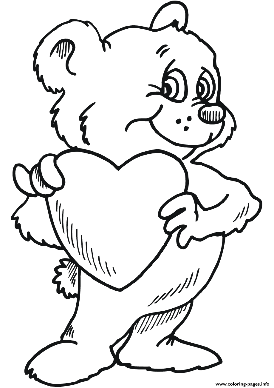 Teddy Bear With Heart coloring