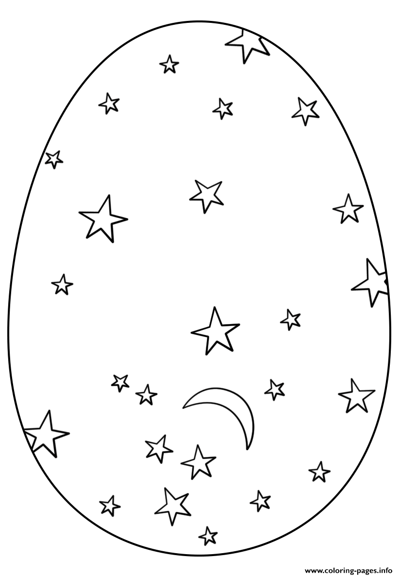 Easter Egg With Stars And Moon coloring