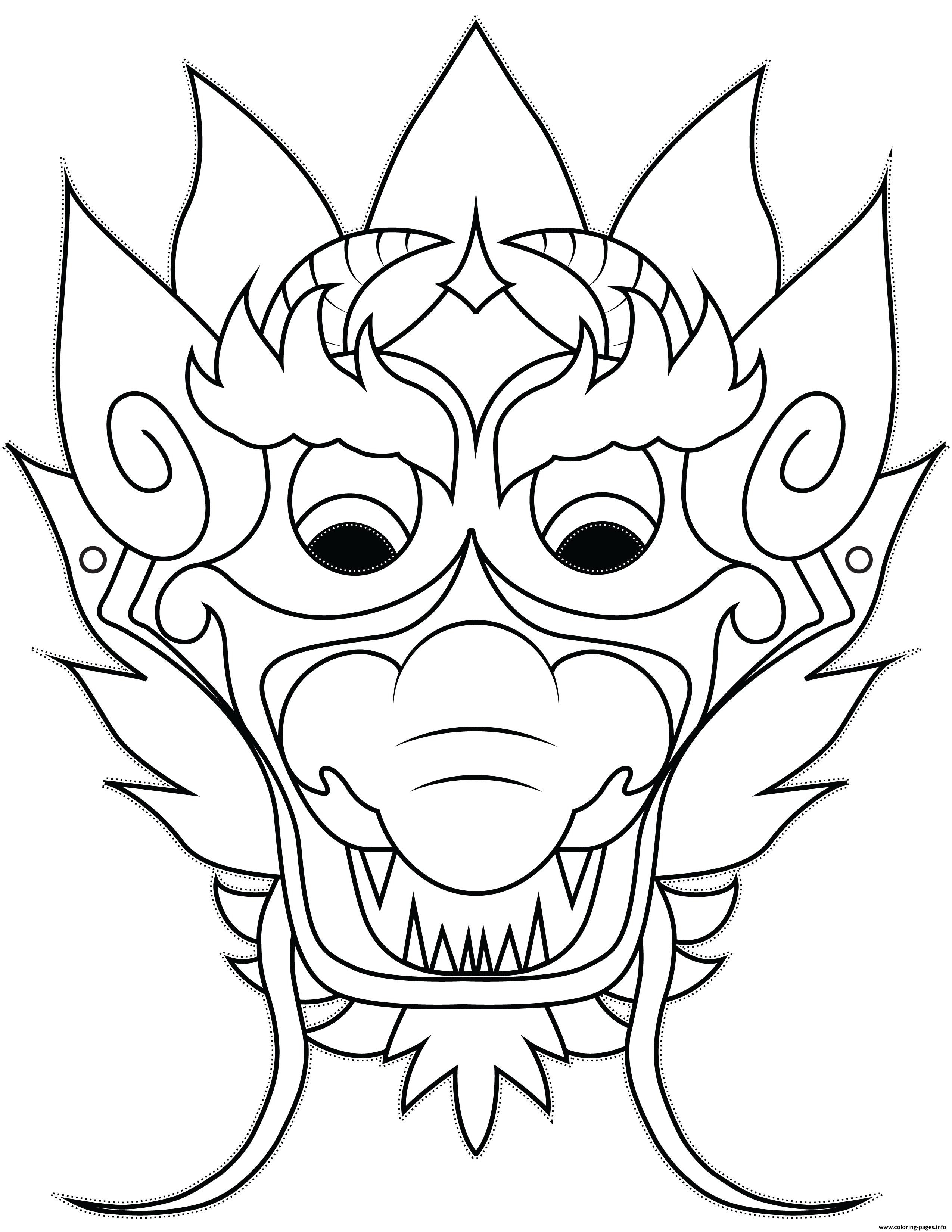 Download 2018 Chinese New Year Mask Dragon Coloring Pages Printable