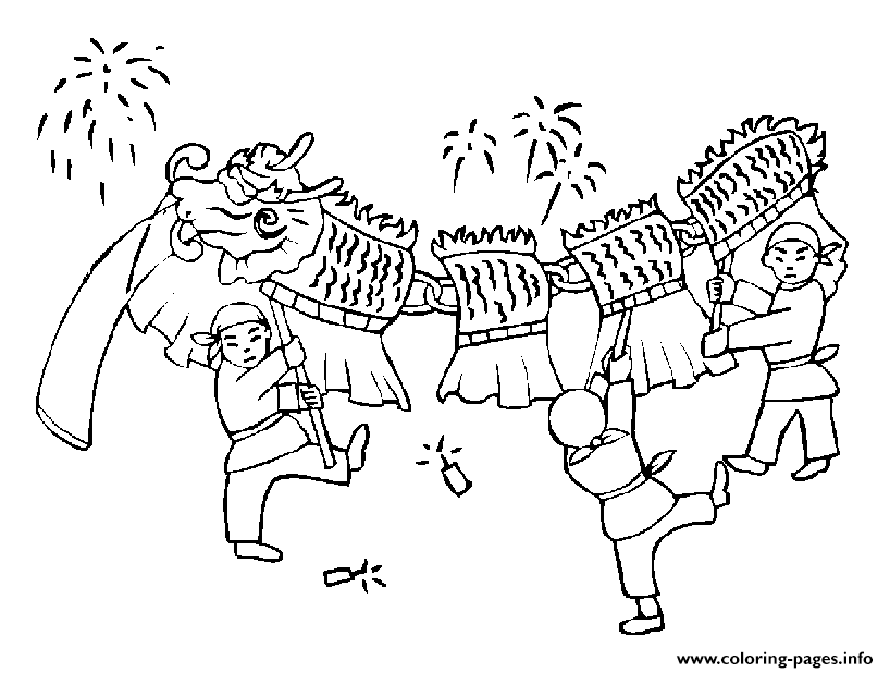 Chinese New Year Dragon Defile coloring
