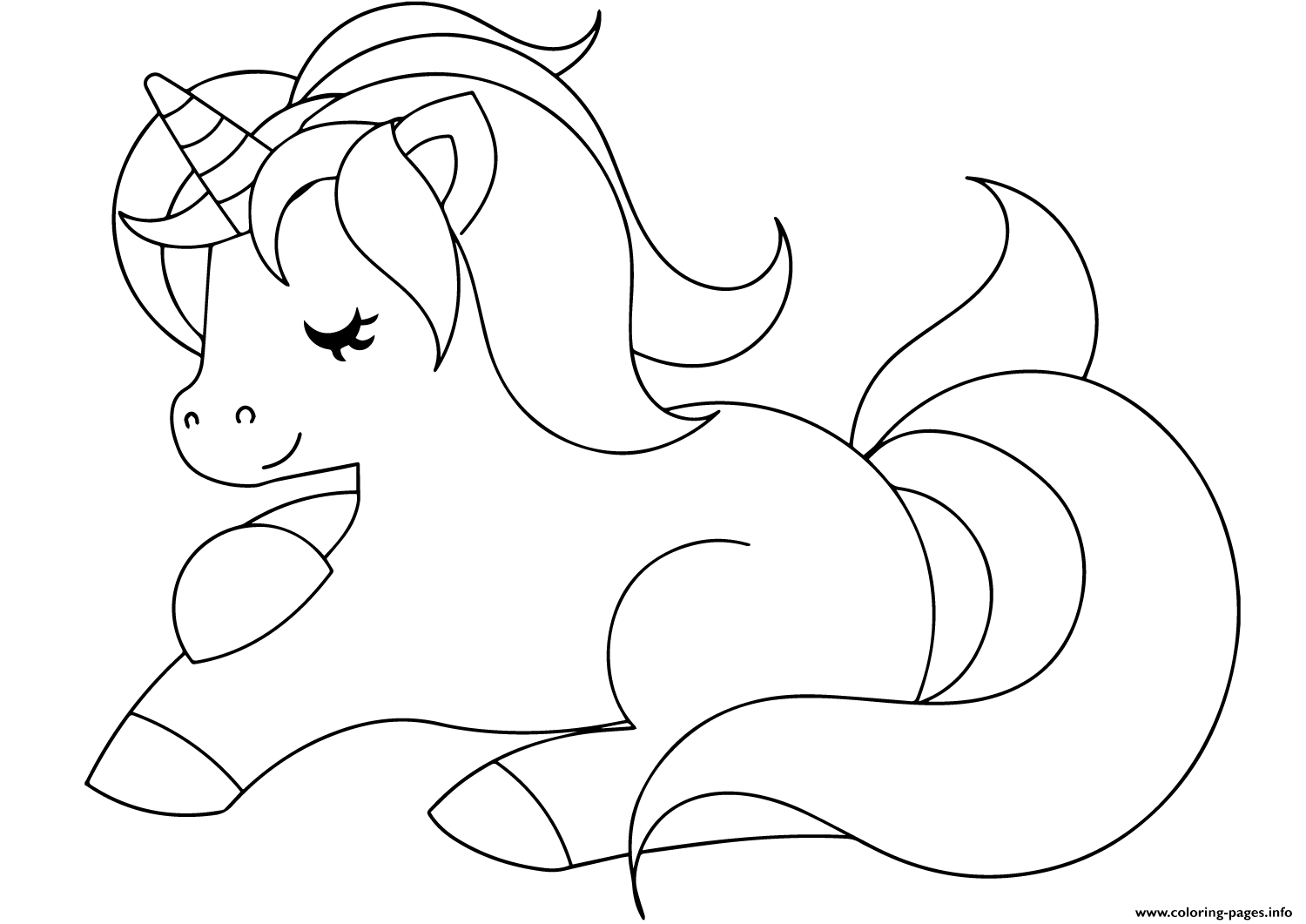 Cute Unicorn Sleeping Coloring Pages Printable