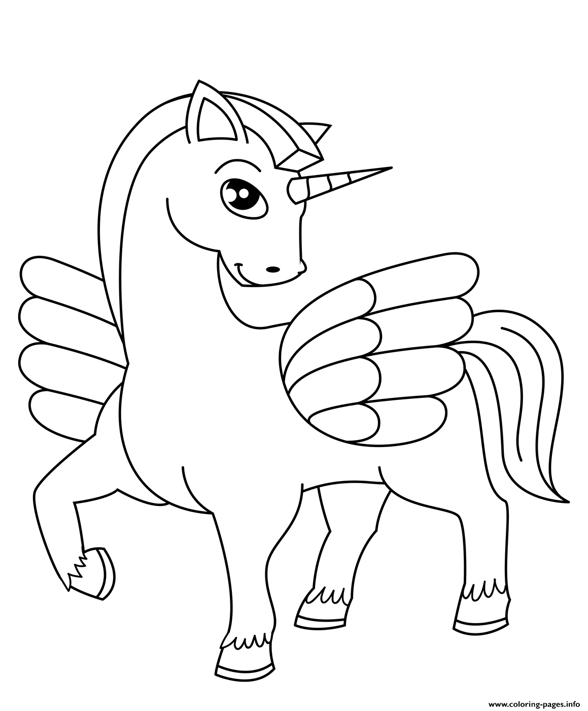 Download Cute Winged Unicorn Coloring Pages Printable