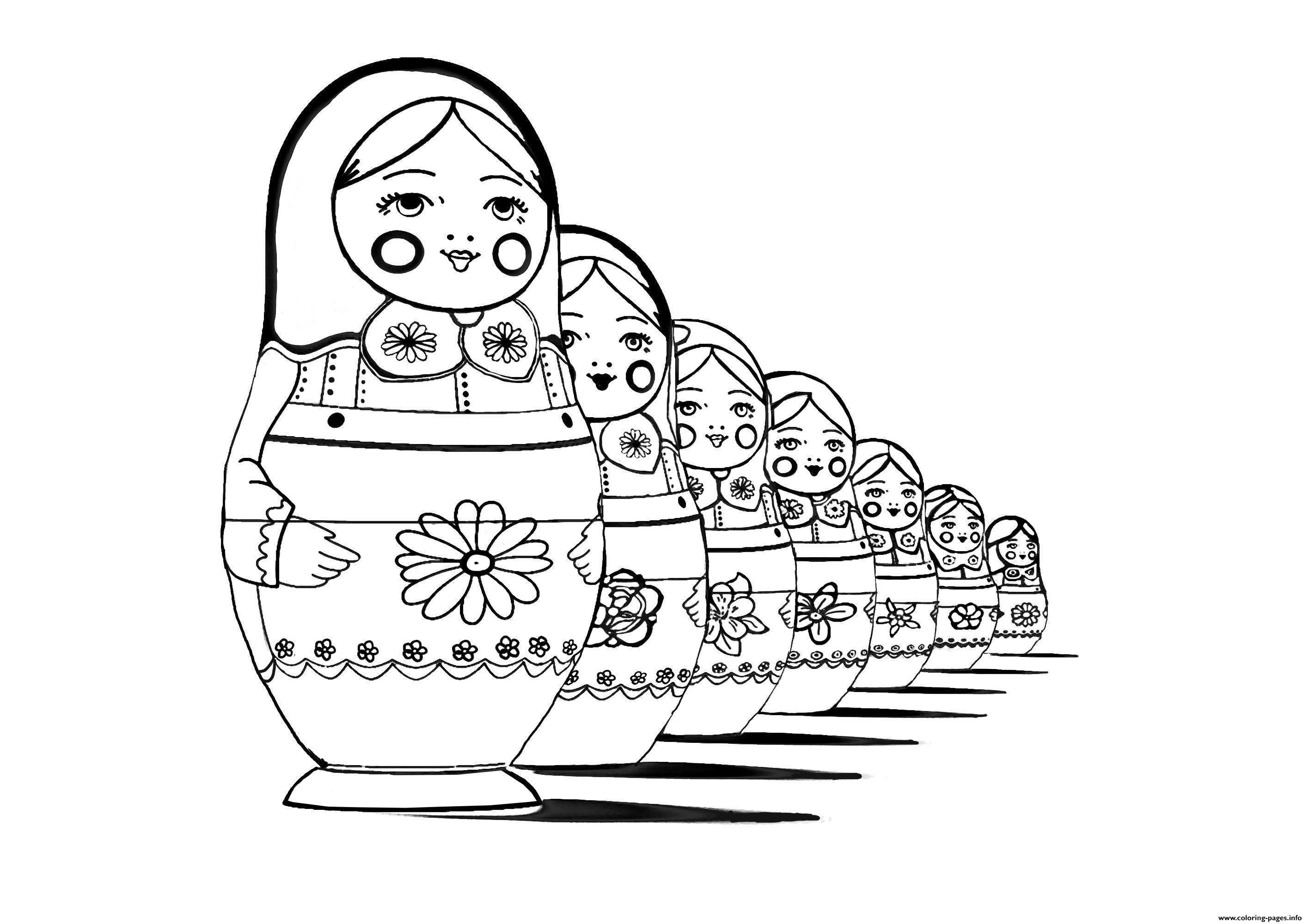 Download Adult Russian Dolls Perspective Coloring Pages Printable