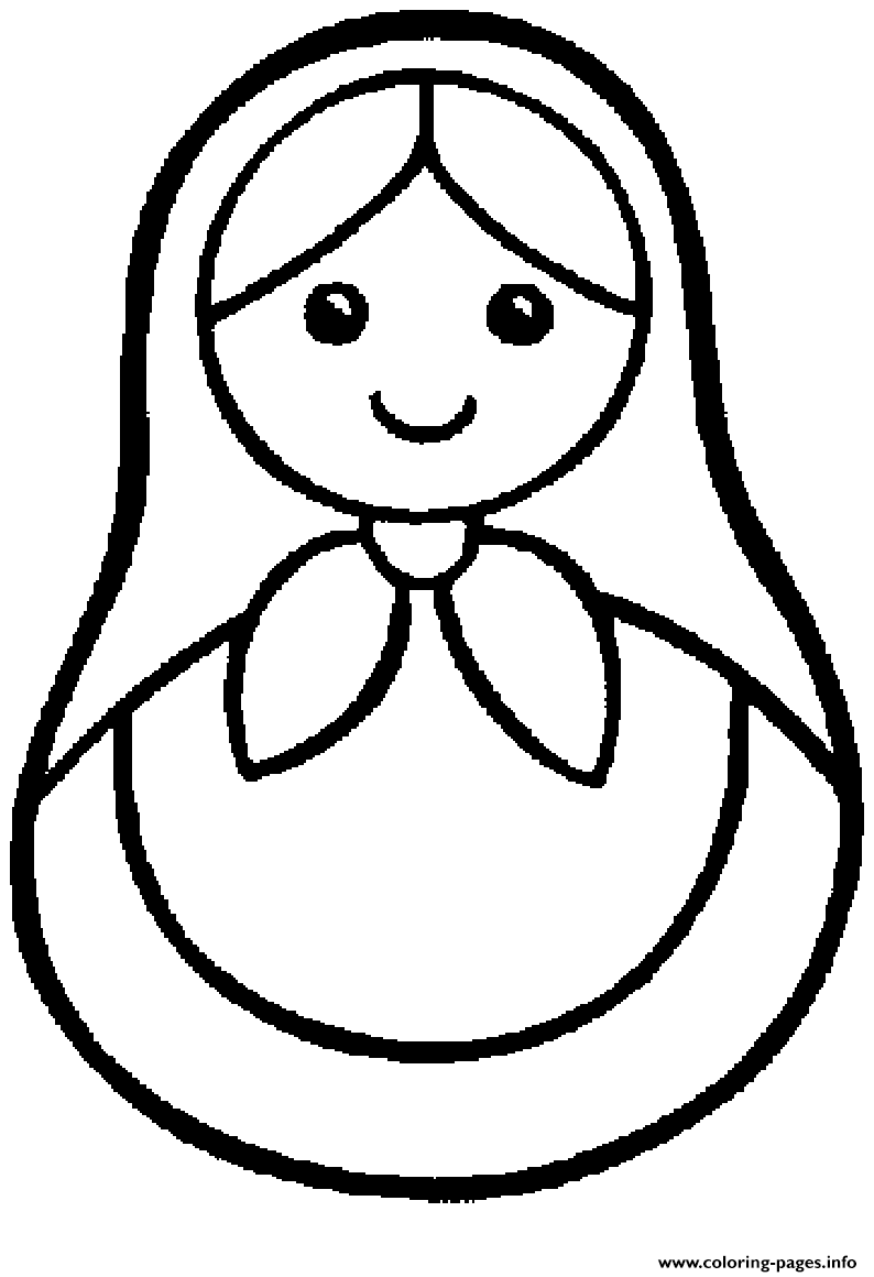 Simple Russian Doll Coloring Page Printable