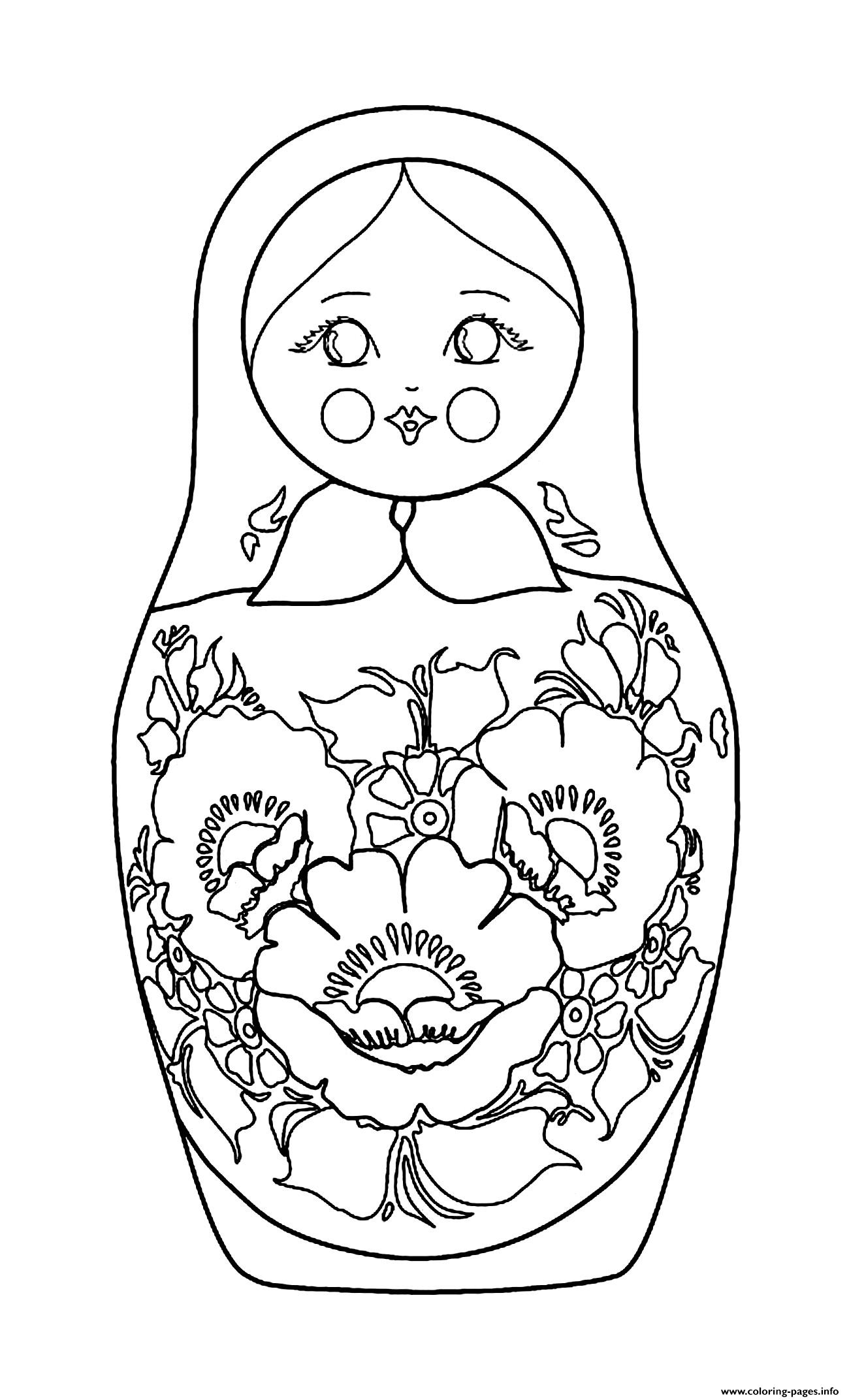 Russian Dolls Flowers coloring