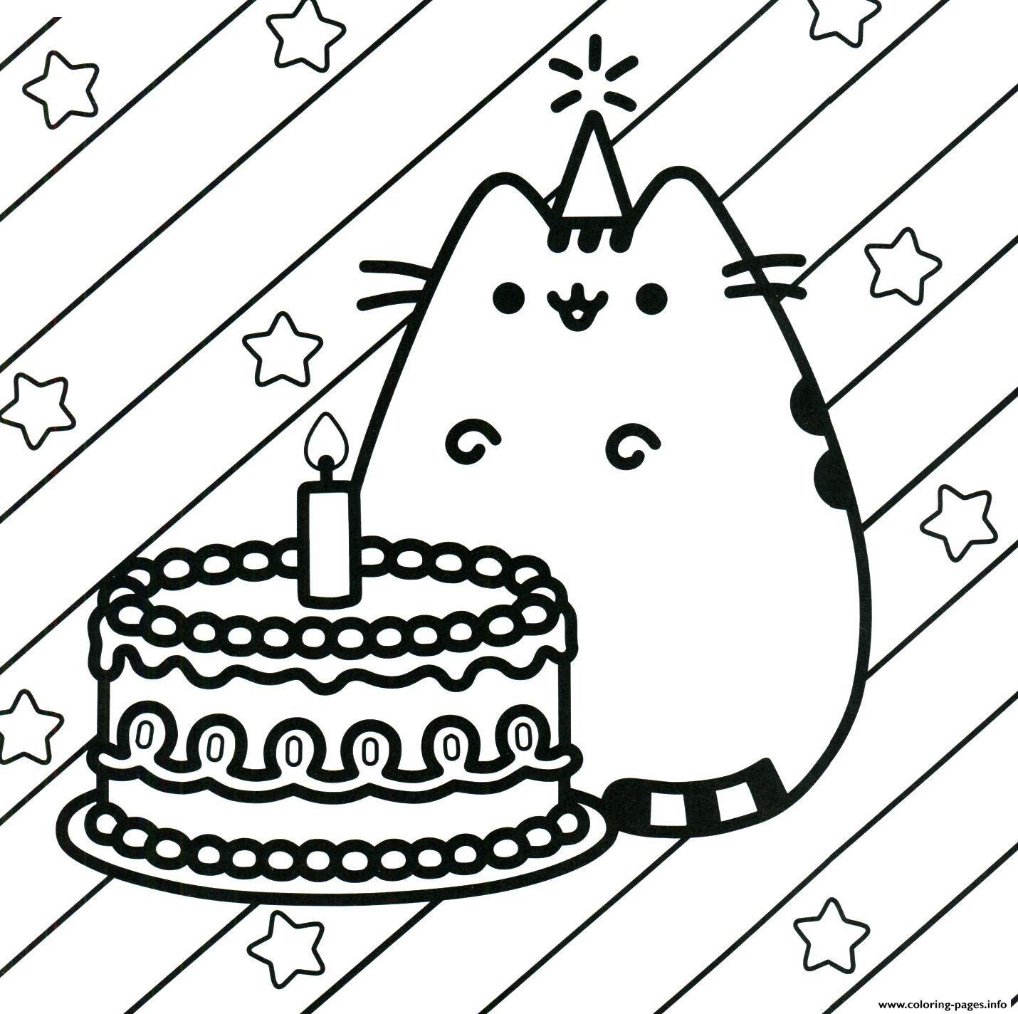 Pusheen Cake Happy Birthday Coloring Pages Printable