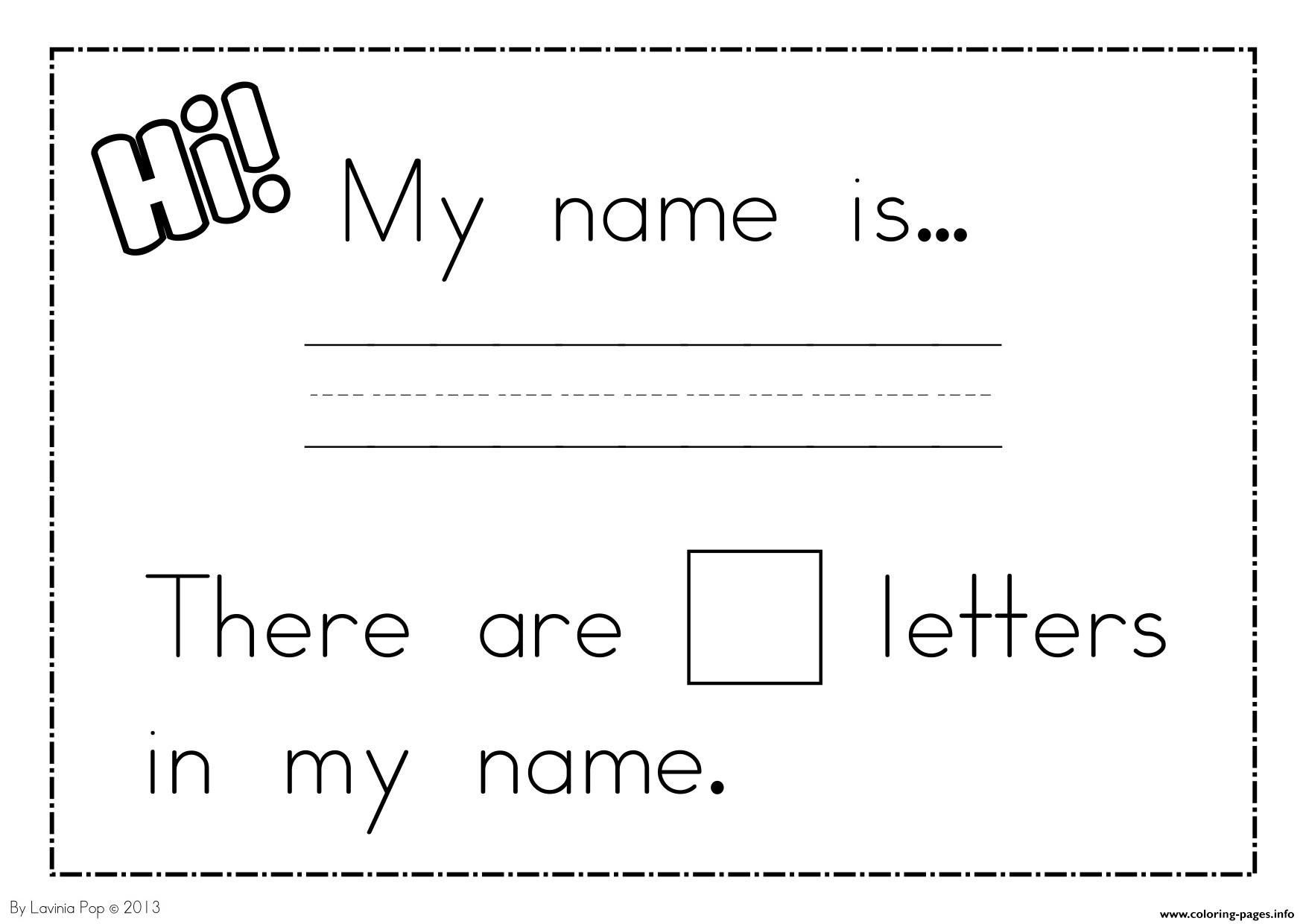 kindergarten name writing worksheets coloring pages printable