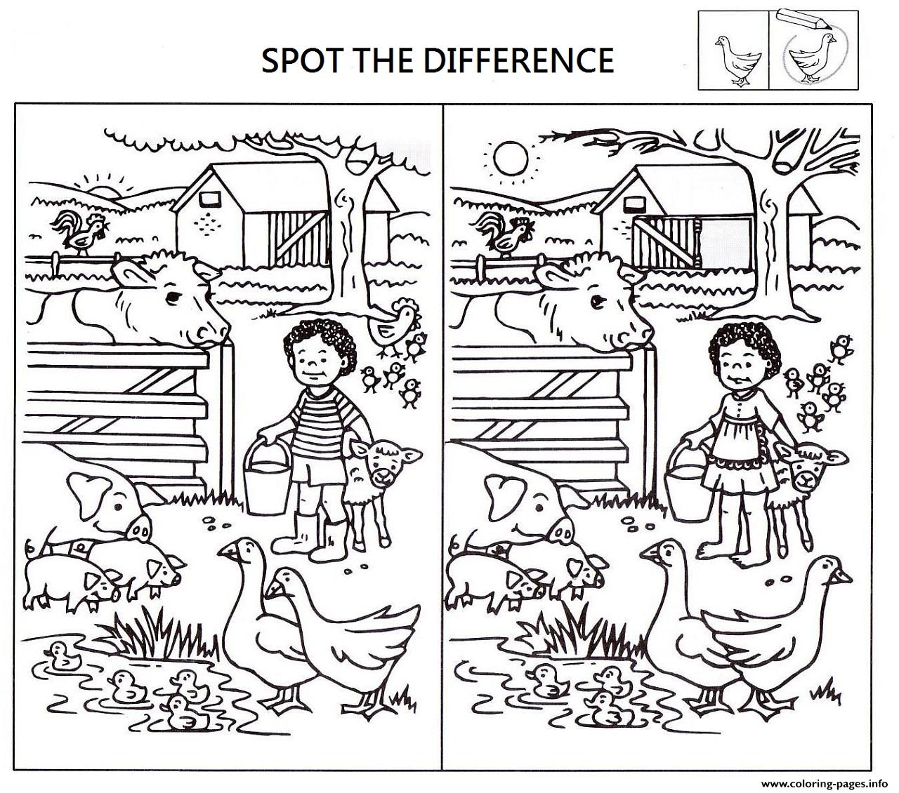 Spot The Difference Worksheets For Kids Coloring page Printable