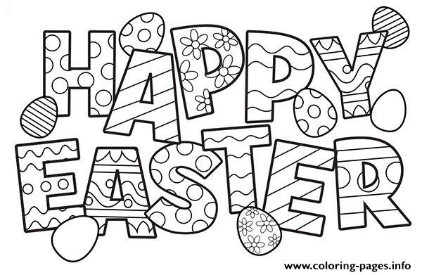 Great Happy Easter Text To Color coloring