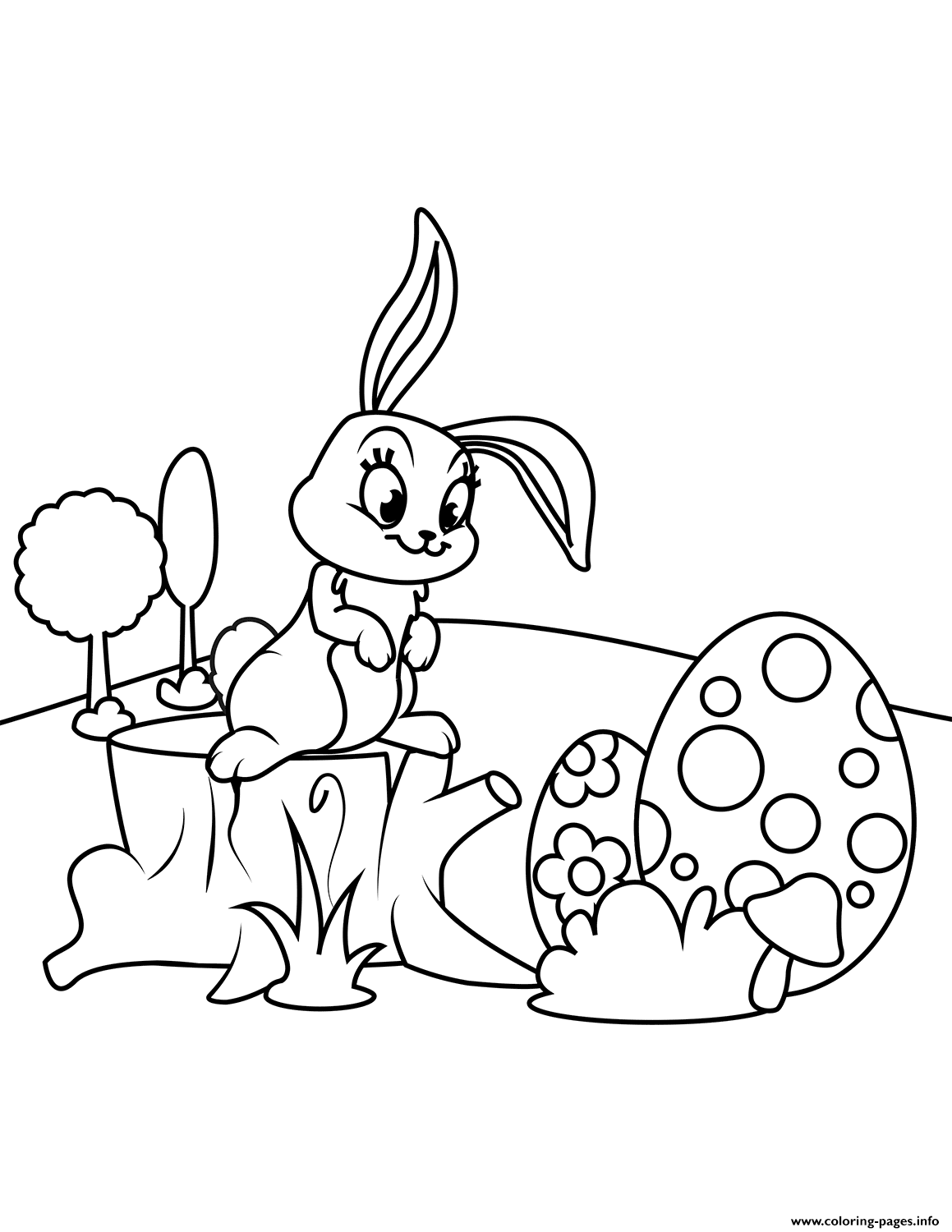 Cute Easter Bunny On Hemp coloring