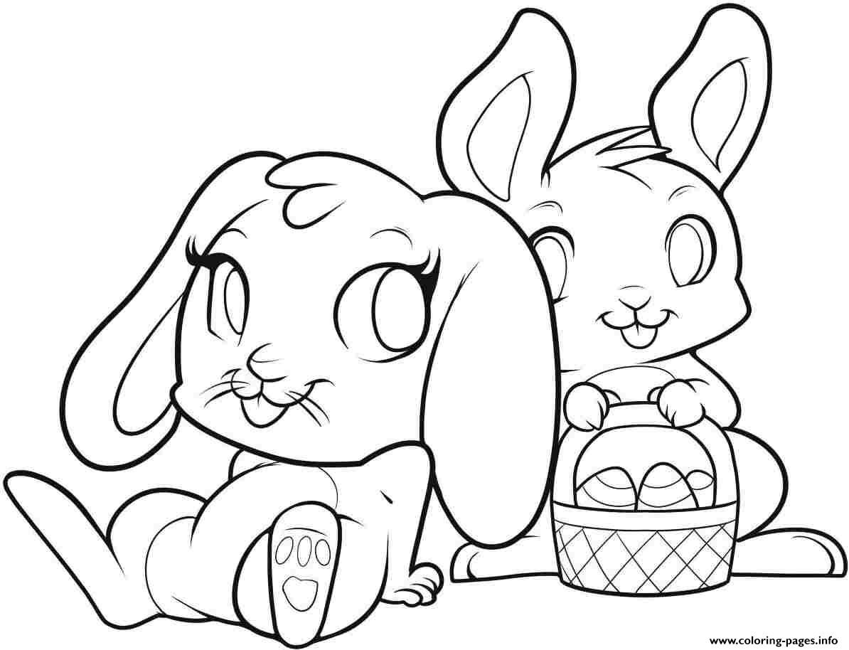 Cute Rabbits For Easter coloring