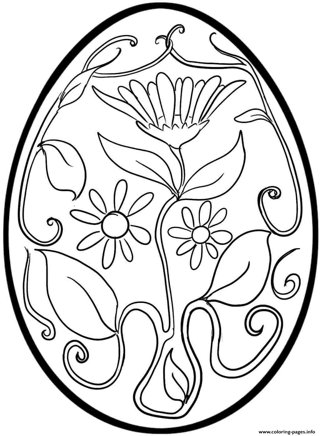 Easter Egg With Flowers For Adult coloring
