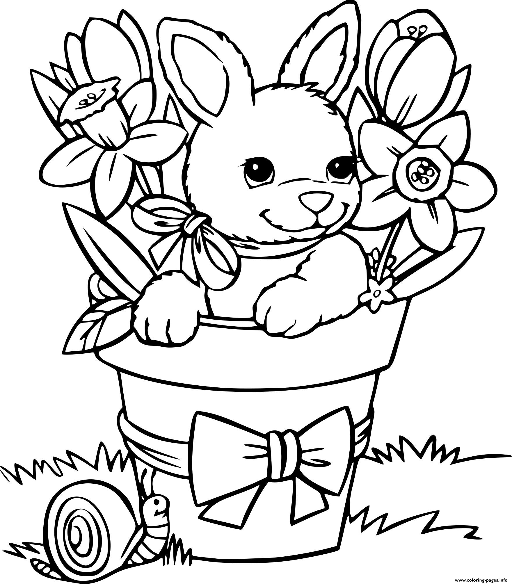 Easter Bunny Flowers coloring