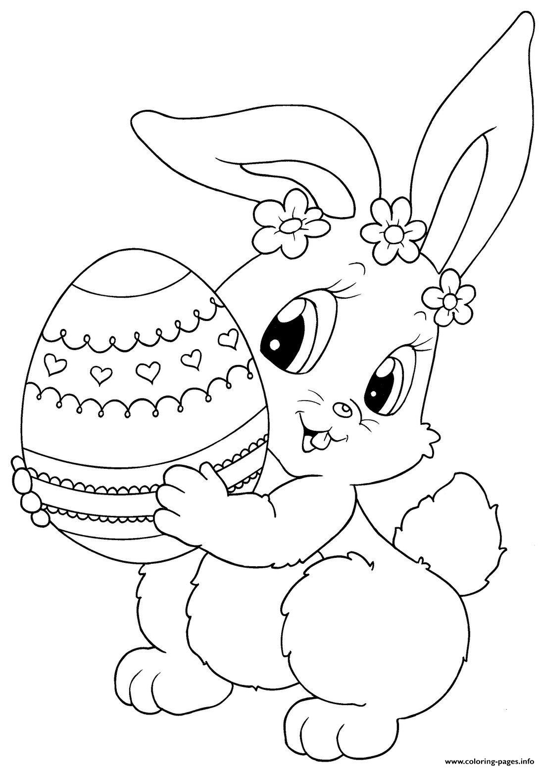 Cute Easter Bunny With Egg coloring
