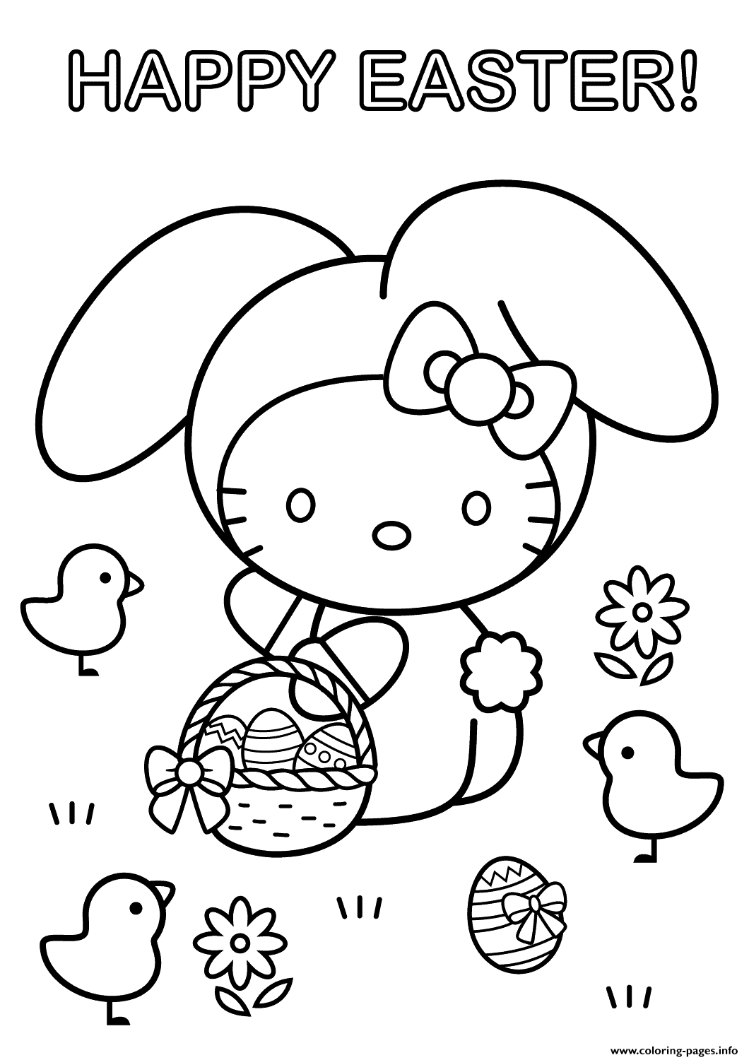 Hello Kitty Happy Easter coloring