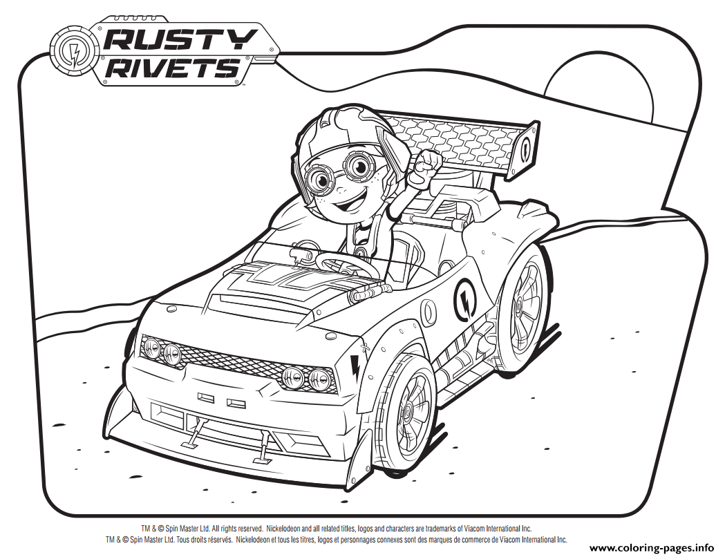 Rusty Rivets Dans La Voiture coloring