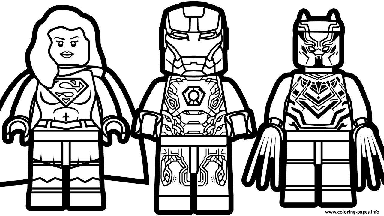 Download Lego Iron Man Supergirl Black Panther Coloring Pages Printable