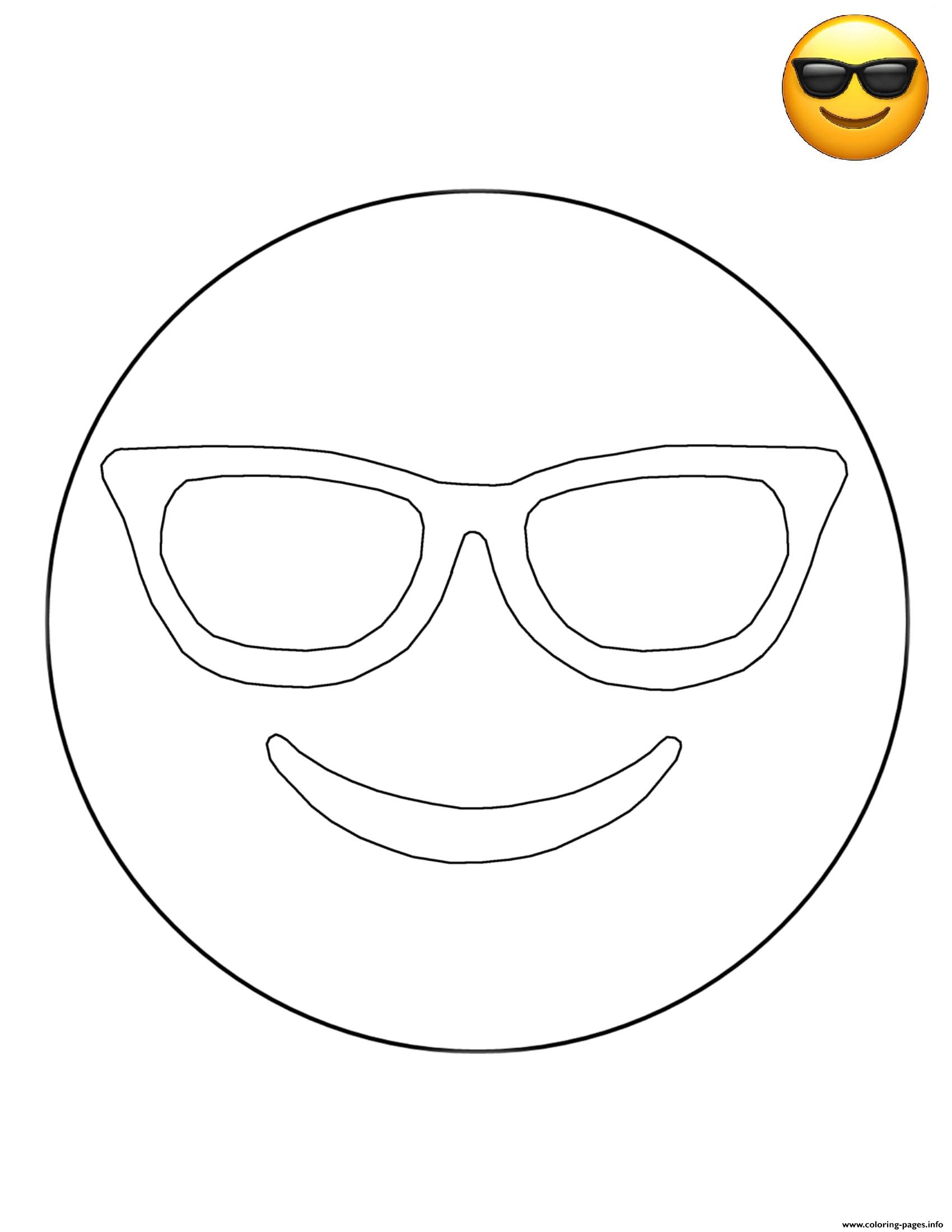 Download Emoji Sunglasses Free Sheets Coloring Pages Printable