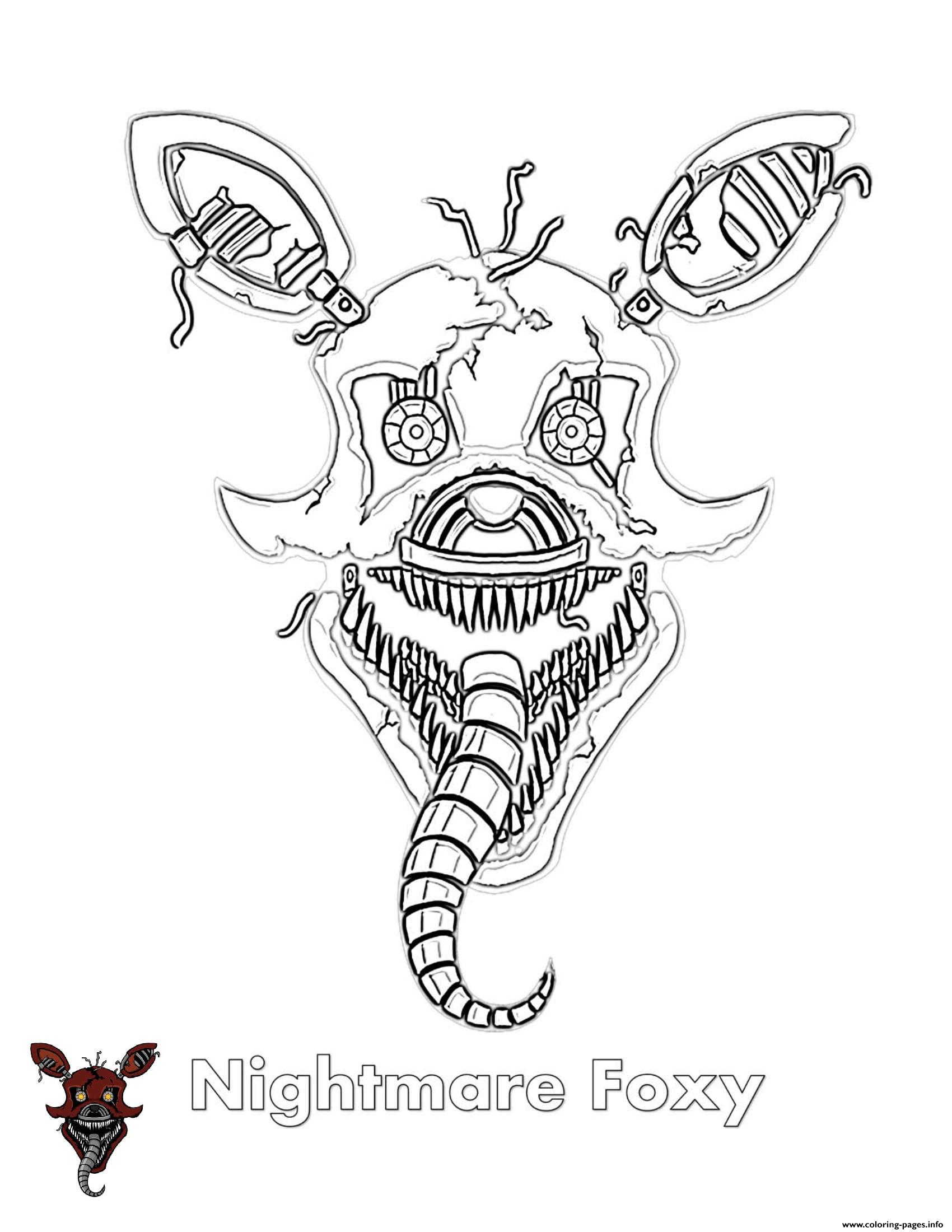 Nightmare Foxy FNAF Coloring Pages Printable