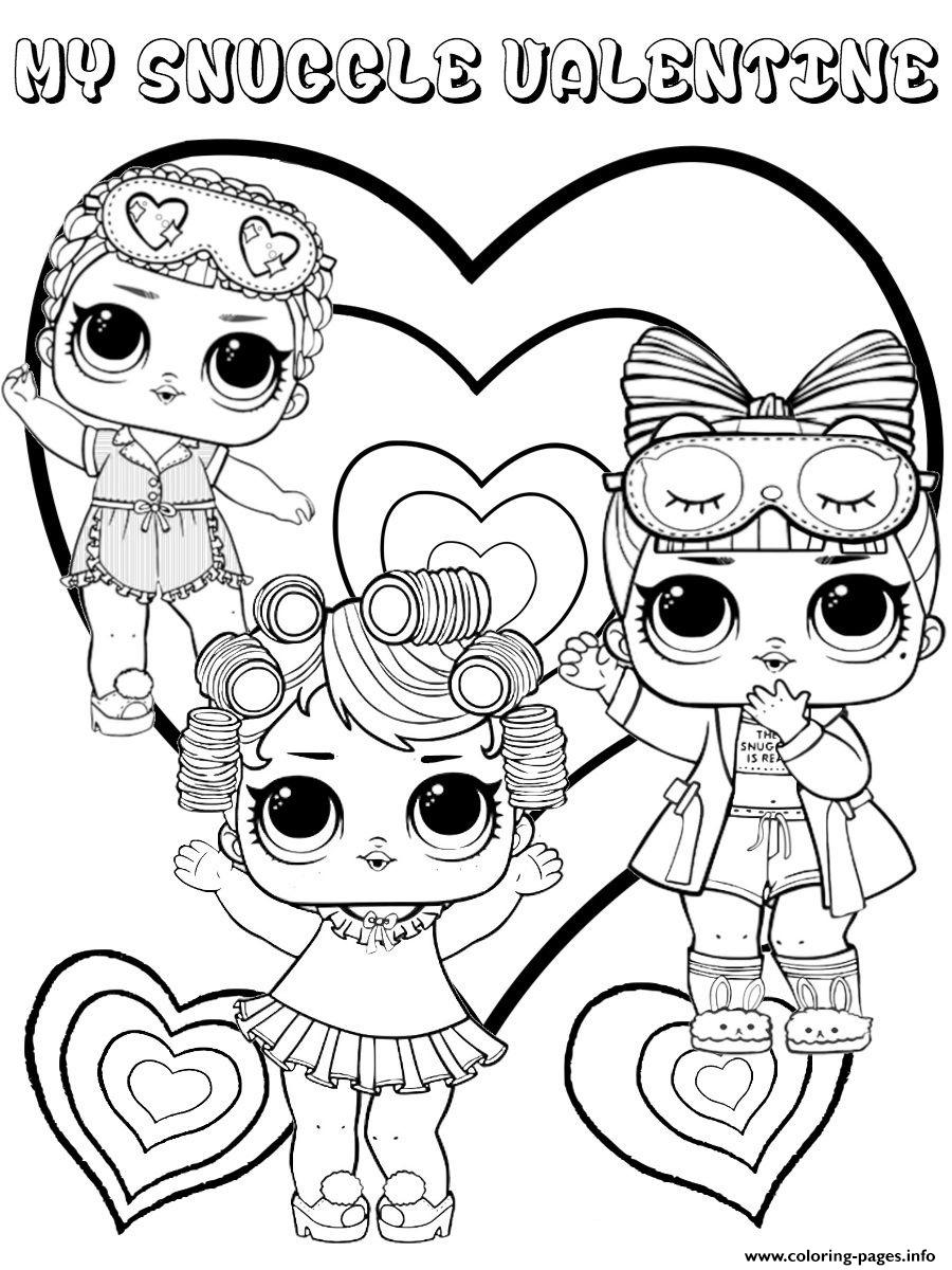 Snuggle Valentine Lol Dolls Kids Coloring page Printable