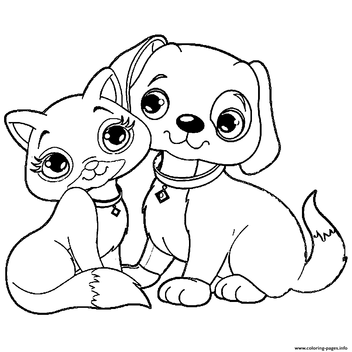 Great Cat And Puppy Dog Coloring page Printable