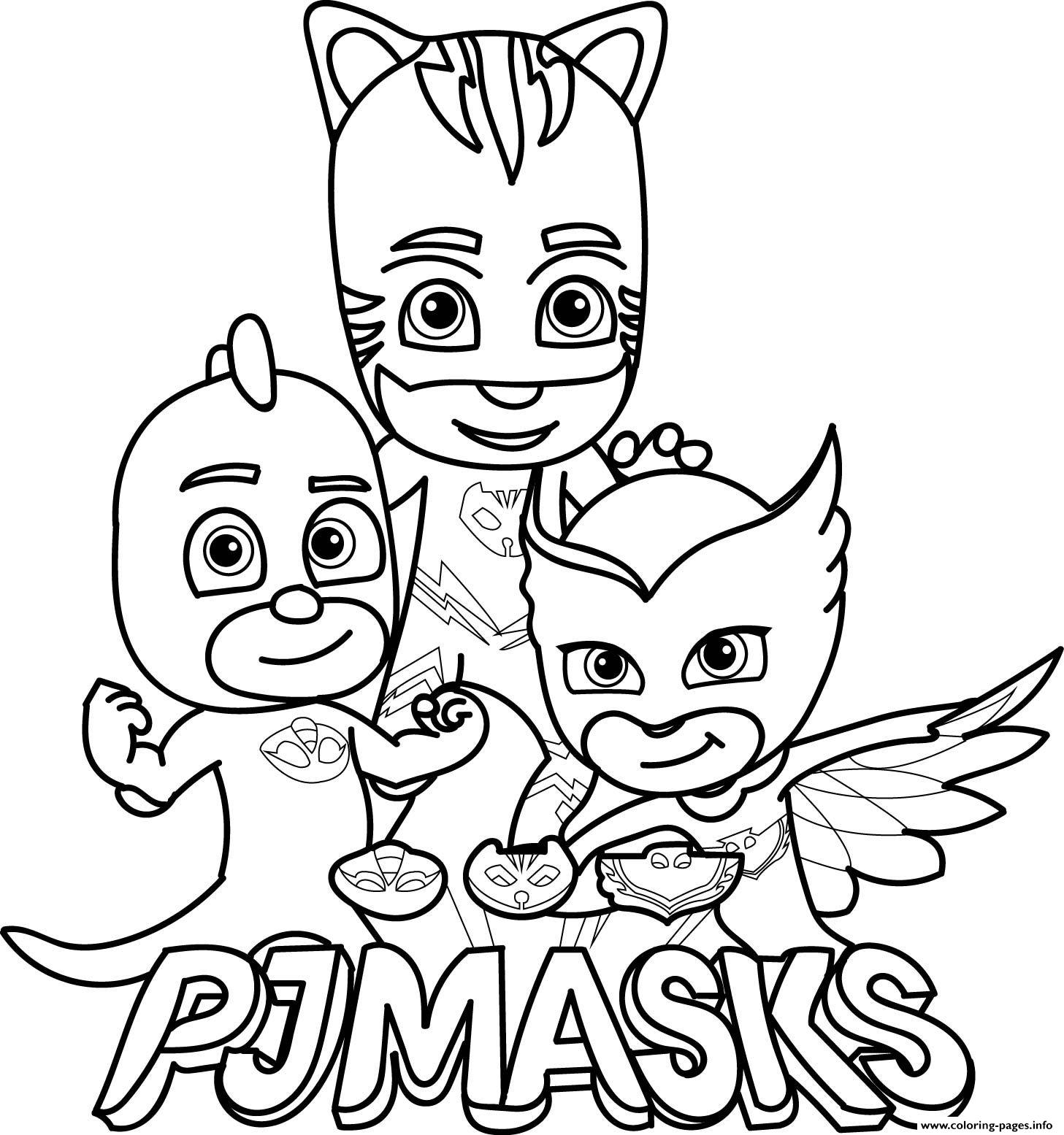 Pj Masks Gekko Owlette Catboy Logo Coloring Page Printable