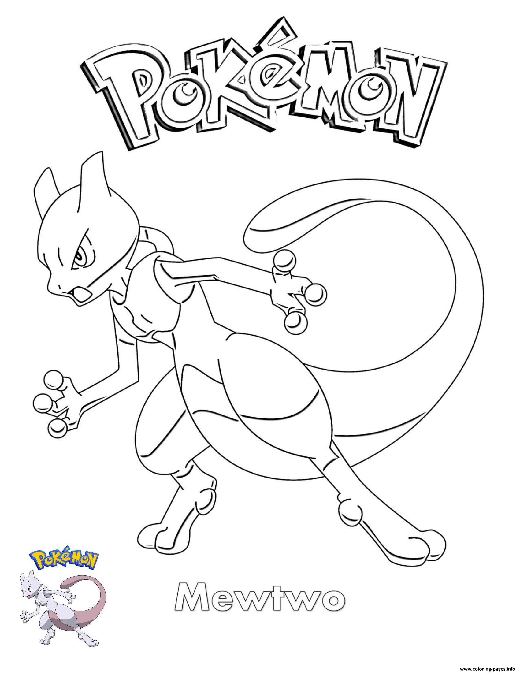 Mewtwo Pokemon Coloring Page Printable